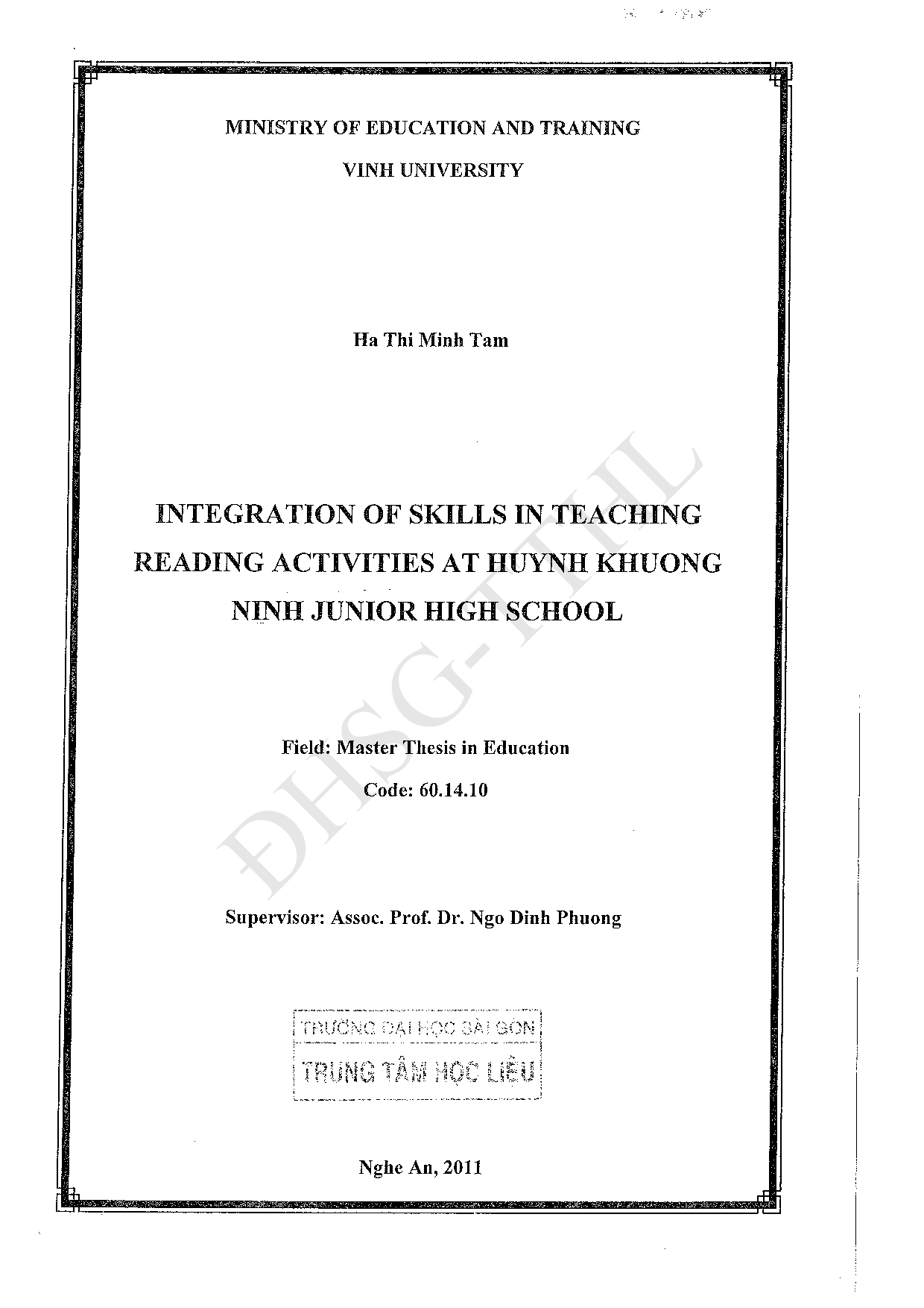 Integration of skills in teaching reading activities at Huynh Khuong Ninh junior high school