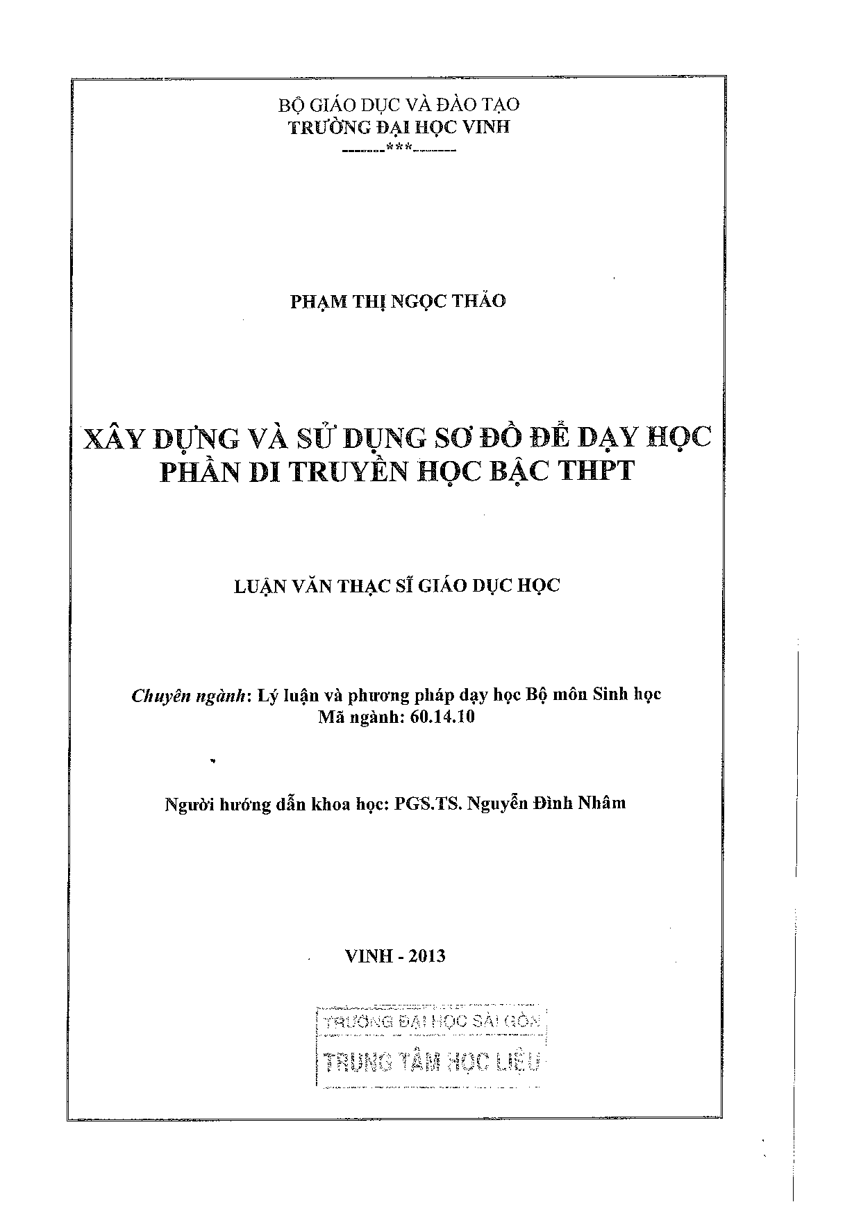 Xây dựng và sử dụng sơ đồ để dạy học phần di truyền học bậc THPT