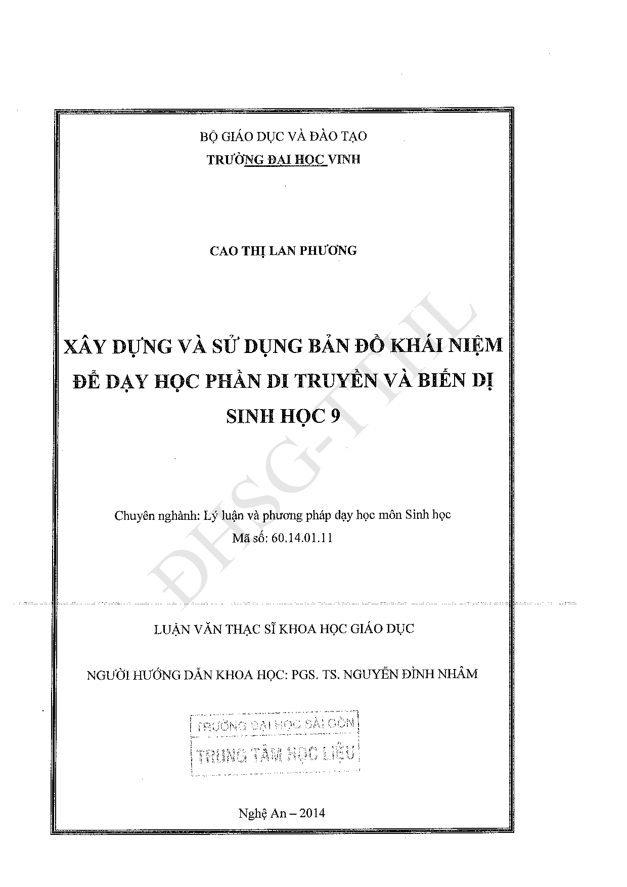 Xây dựng và sử dụng bản đồ khái niệm để dạy học phần di truyền và biến dị sinh học 9