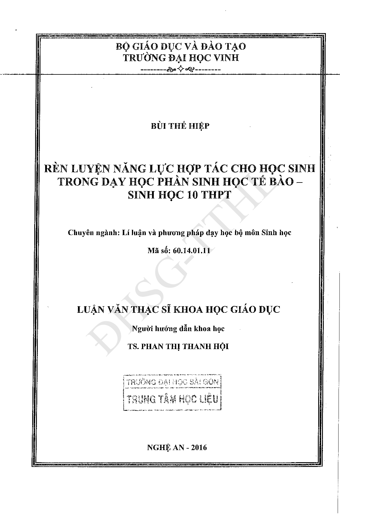 Rèn luyện năng lực hợp tác cho học sinh trong dạy học phần Sinh học tế bào - sinh học 10 THPT