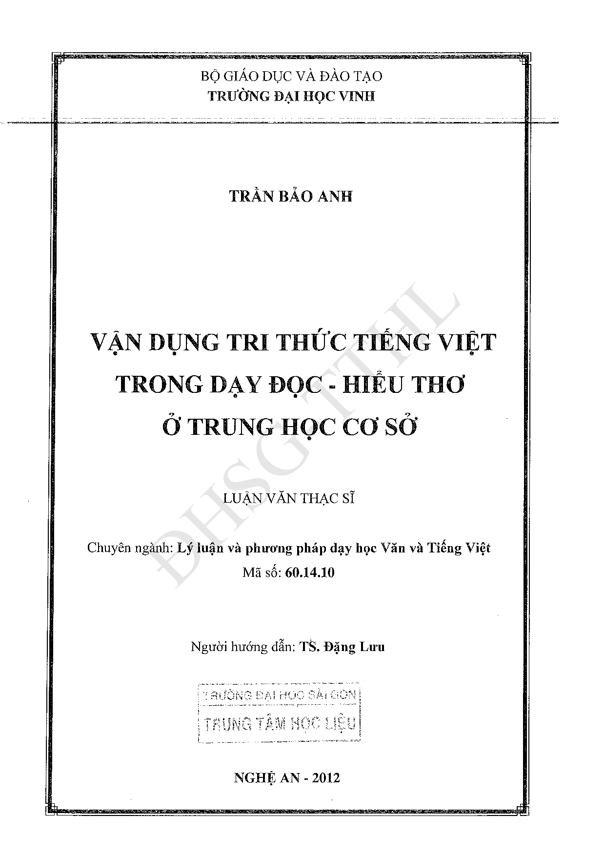 Vận dụng tri thức tiếng Việt trong dạy đọc - hiểu thơ ở trung học cơ sở