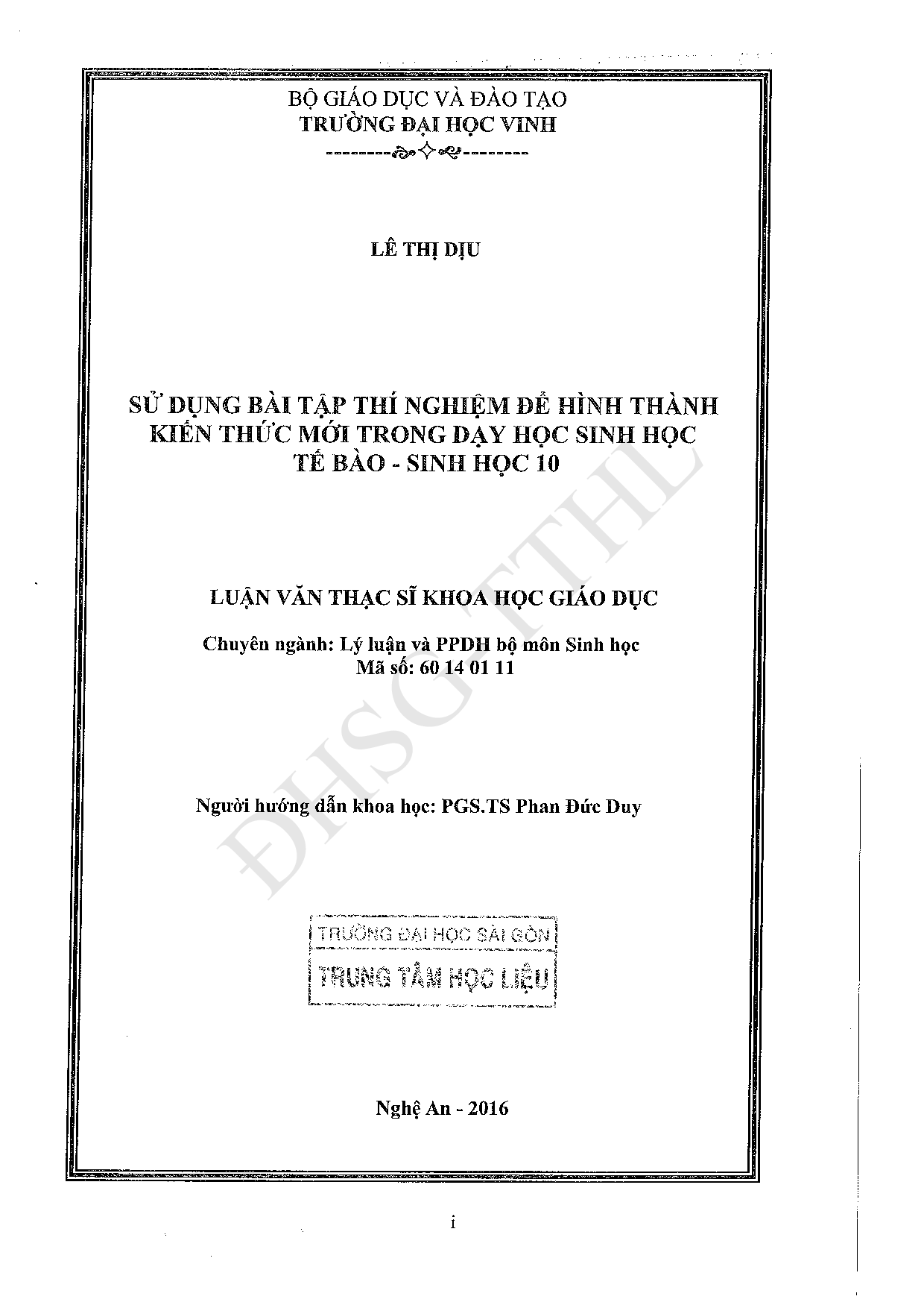 Sử dụng bài tập thí nghiệm để hình thành kiến thức mới trong dạy học sinh học tế bào - Sinh học 10