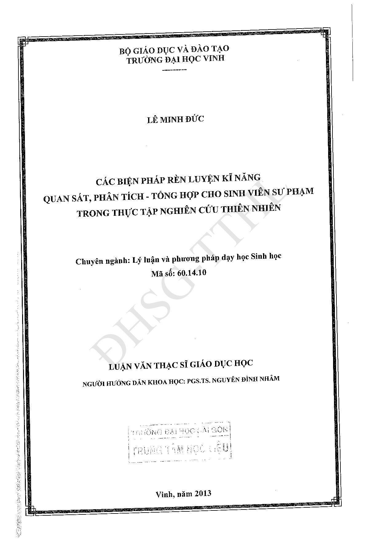 Các biện pháp rèn luyện kĩ năng quan sát, phân tích - tổng hợp cho sinh viên sư phạm trong thực tập nghiên cứu thiên nhiên