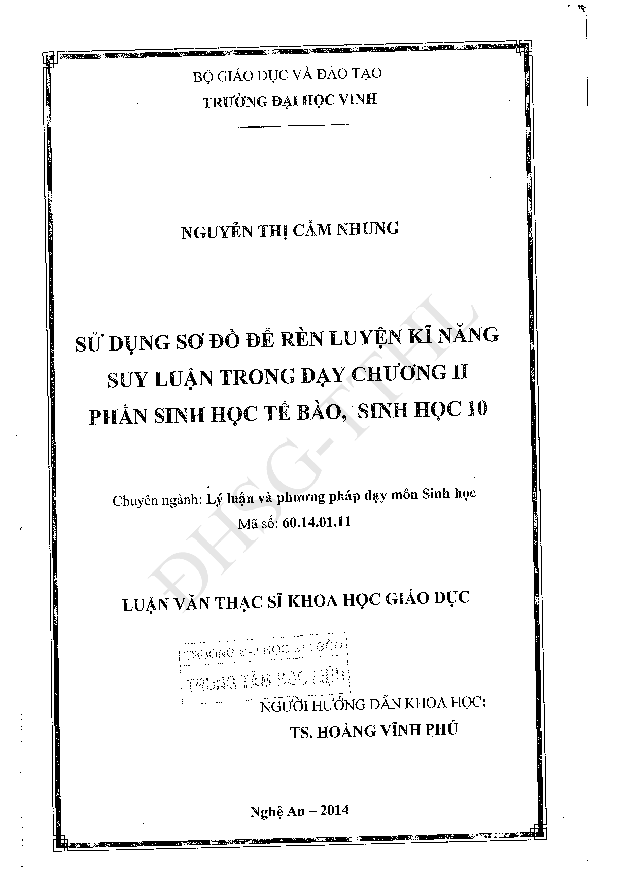 Sử dụng sơ đồ để rèn luyện kỹ năng suy luận trong dạy chương II phần sinh học tế bào, sinh học 10