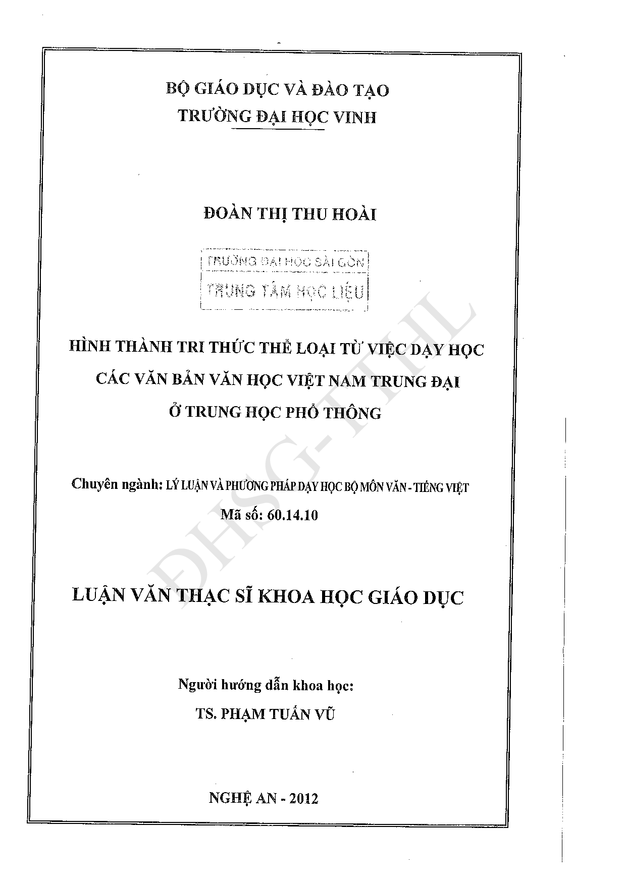 Hình thành tri thức thể loại từ việc dạy học các văn bản văn học Việt Nam trung đại ở trung học phổ thông