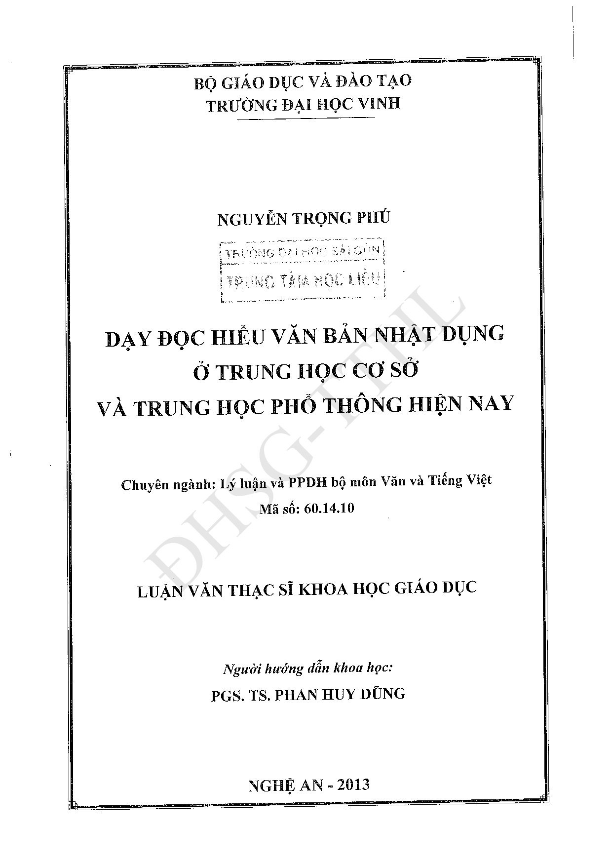 Dạy đọc hiểu văn bản nhật dụng ở trung học cở và trung học phổ thông hiện nay