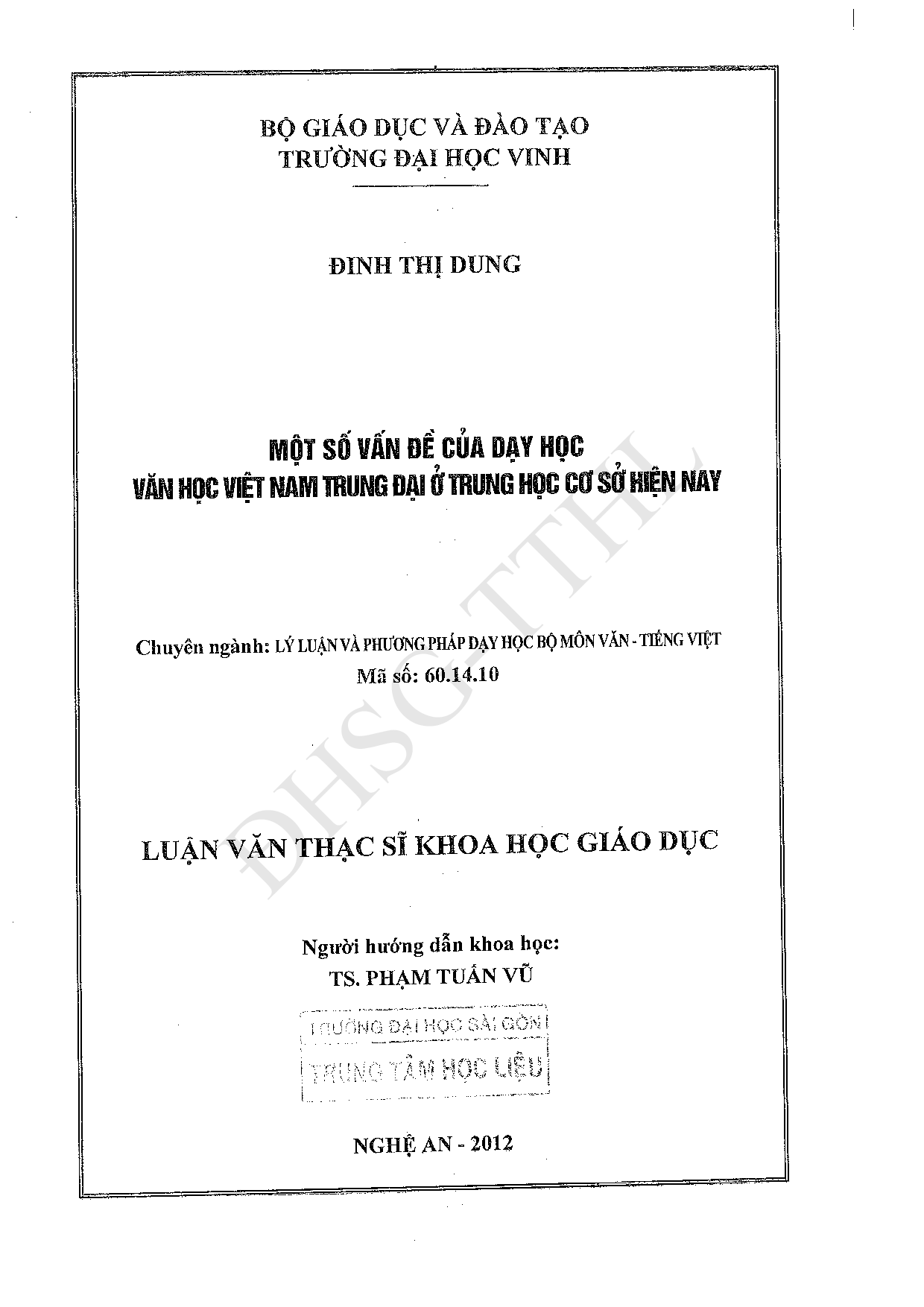 Vận dụng phương pháp rèn luyện theo mẫu trong dạy học tiếng việt ở các trường trung học cơ sở thuộc quận 6 thành phố Hồ Chí Minh