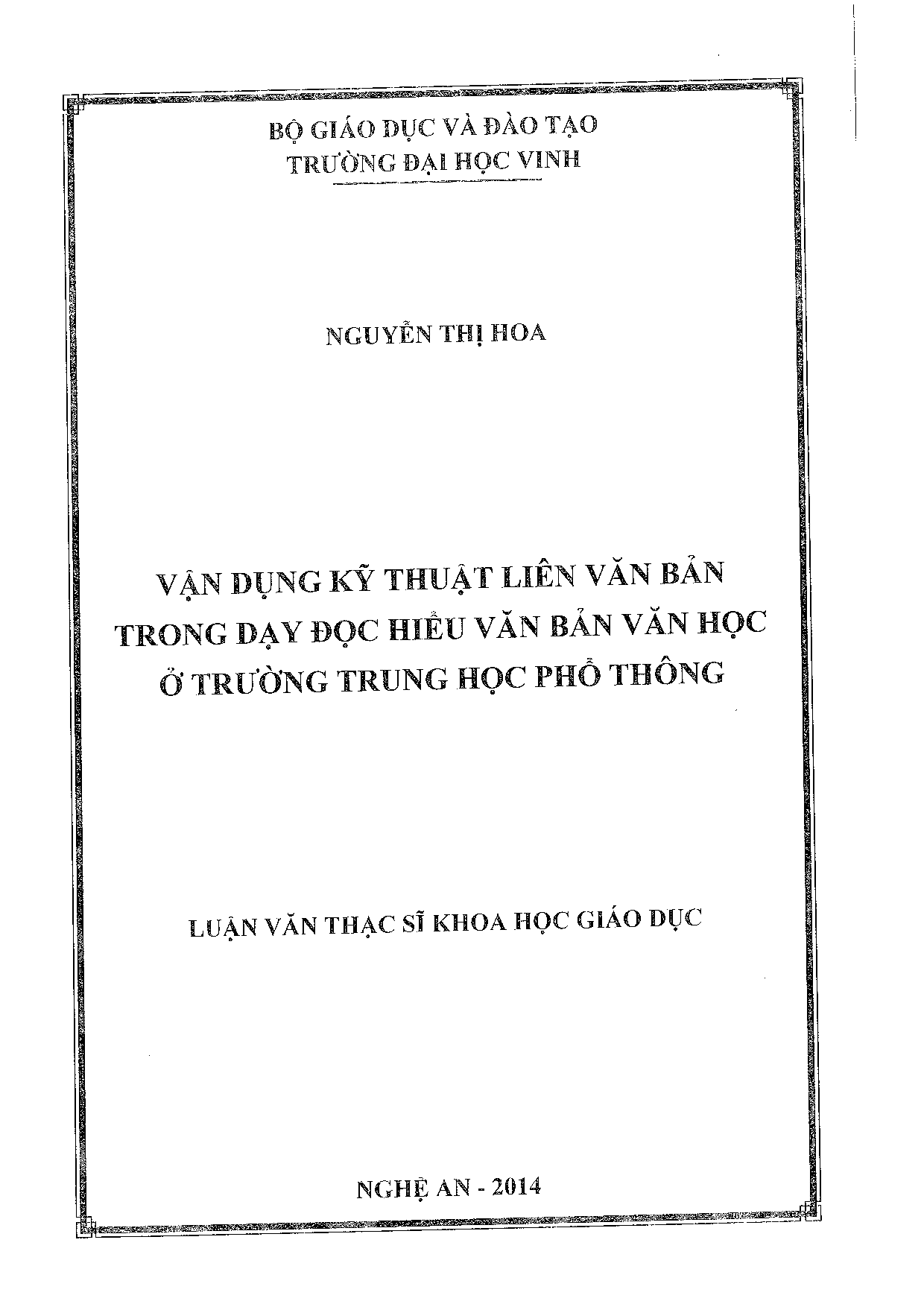 Vận dụng kỹ thuật liên văn bản văn học ở trường trung học phổ thông