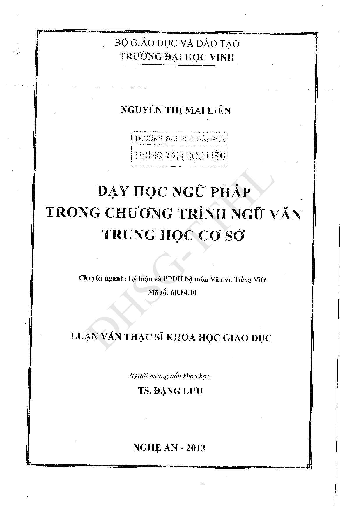 Dạy học ngữ pháp trong chương trình ngữ văn trung học cơ sở