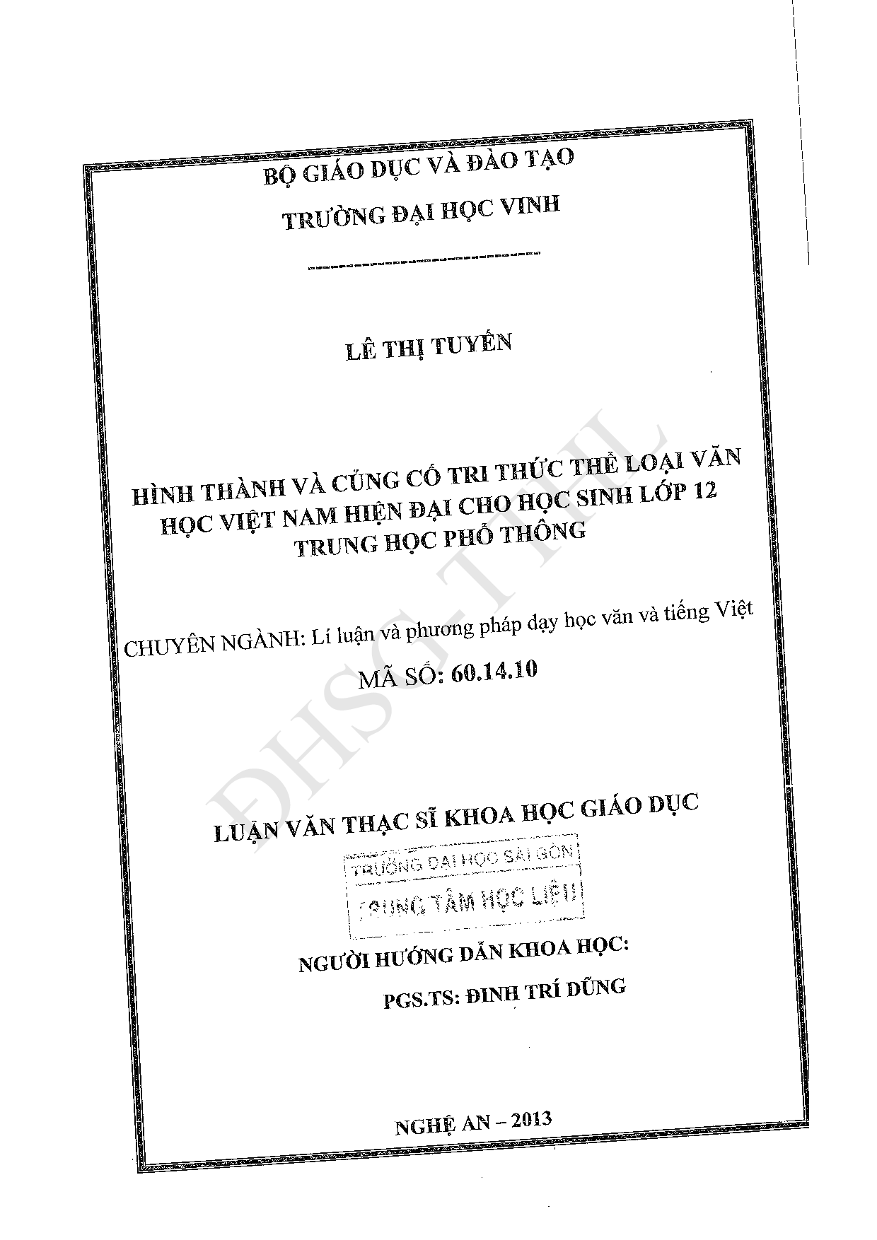 Hình thành và củng cố tri thức thể loại văn học Việt Nam hiện đại cho học sinh lớp 12 trung học phổ thông