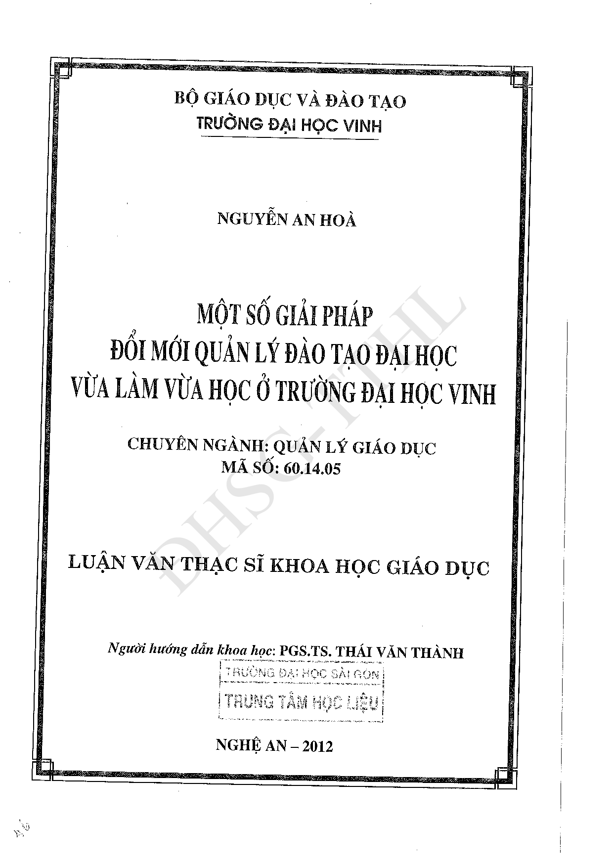 Một số giải pháp đổi mới quản lý đào tạo đại học vừa làm vừa học ở trường Đại học Vinh