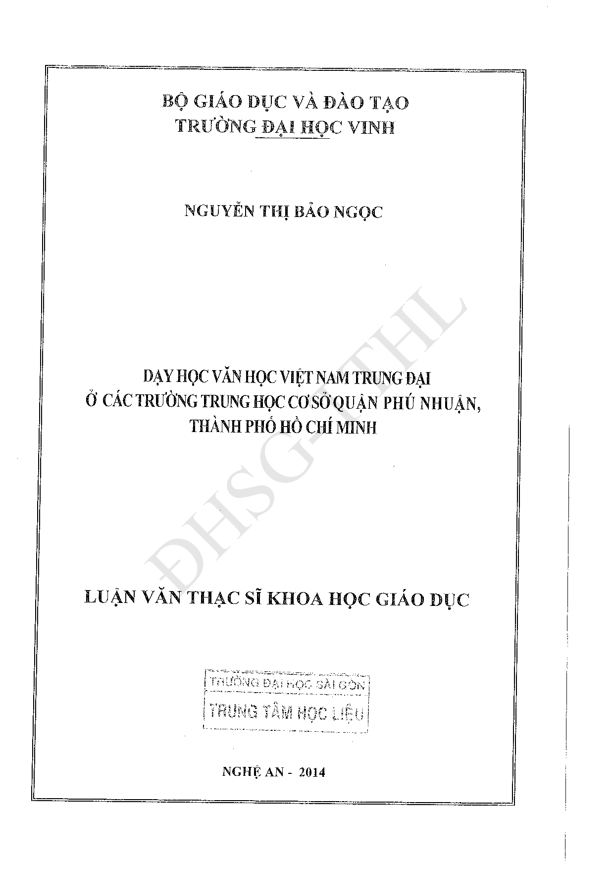 Dạy học văn học Việt Nam trung đại ở trung học cơ sở quận Phú Nhuận,thành phố Hồ Chí Minh