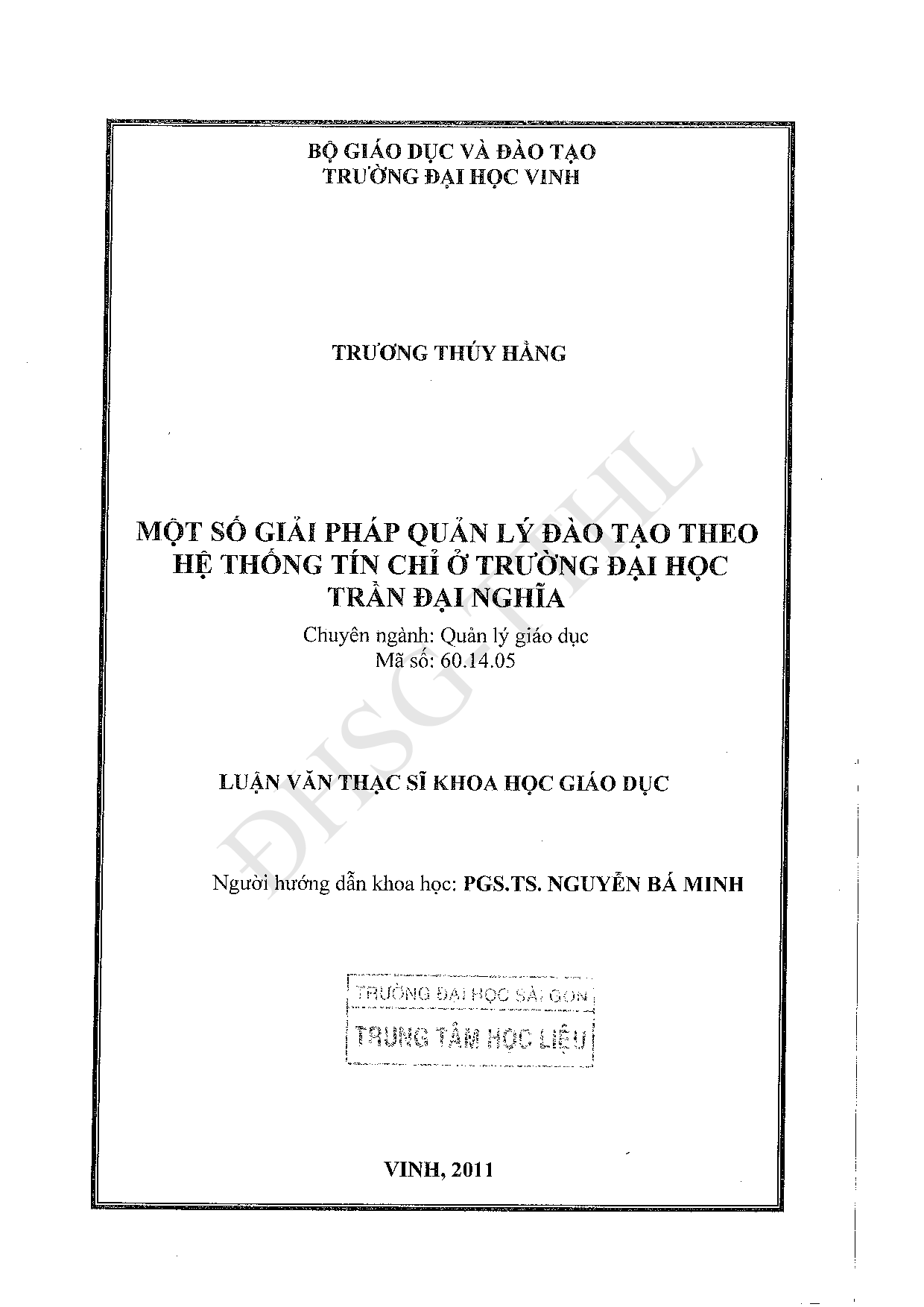 Một số giải pháp quản lý đào tạo theo hệ thống tín chỉ ở trường đại học Trần Đại Nghĩa