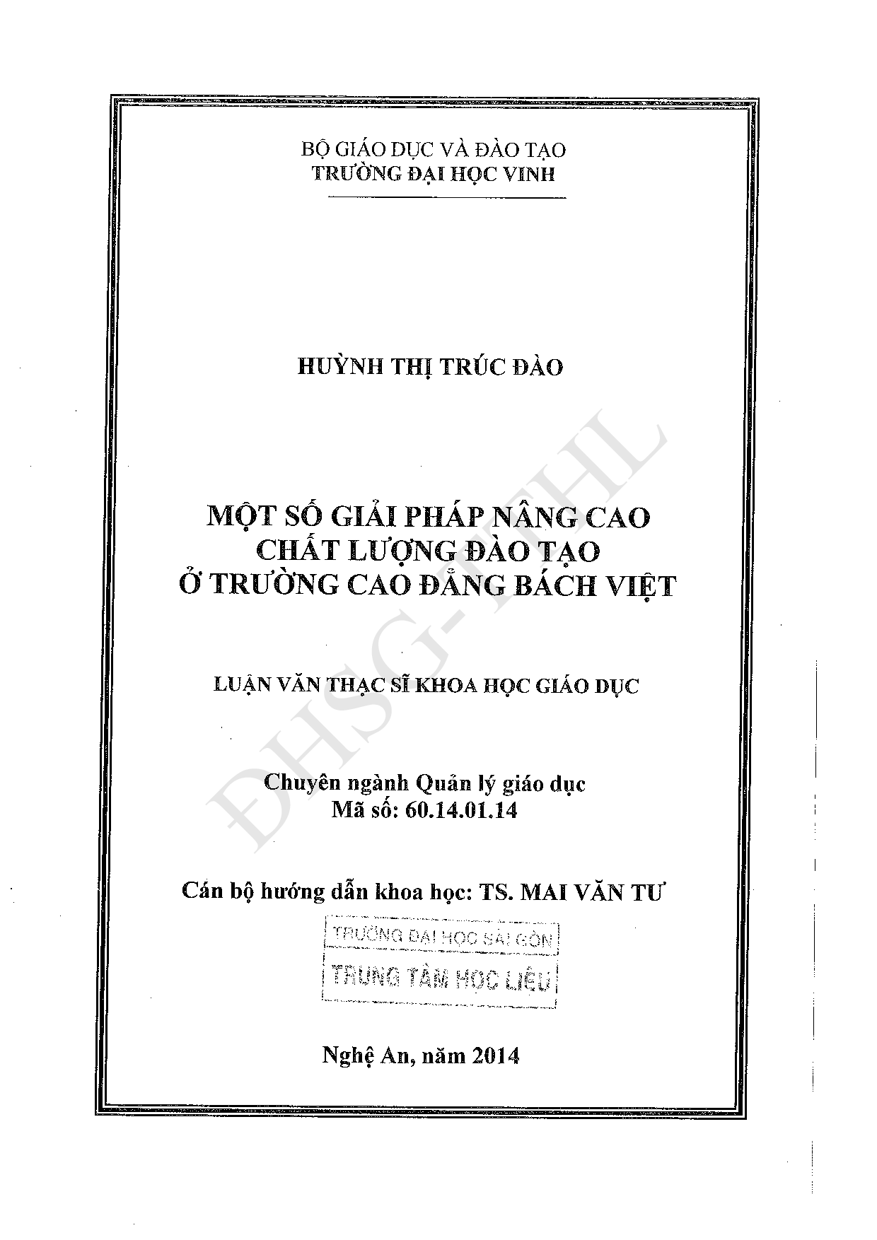 Một số giải pháp nâng cao chất lượng đào tạo ở trường cao đẳng Bách Việt