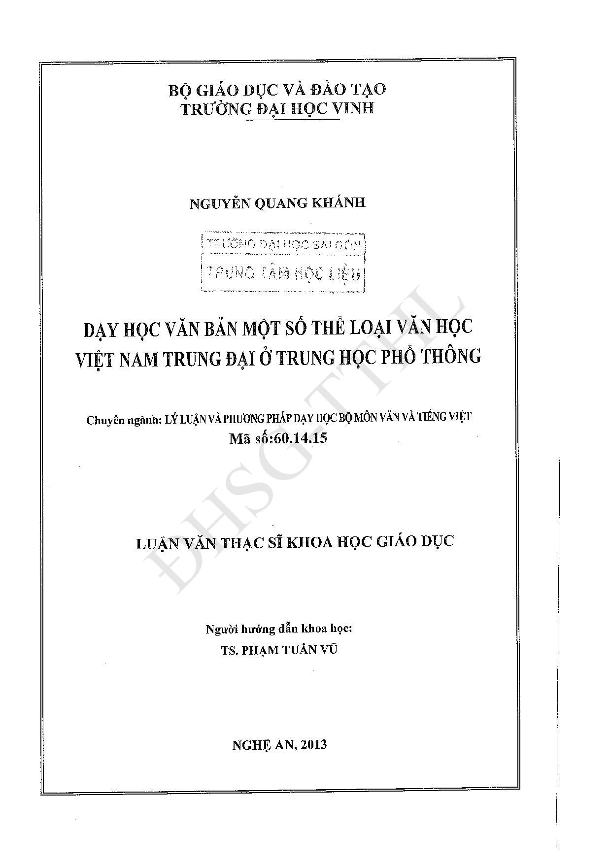 Dạy học văn bản một số thể loại văn học Việt Nam trung đại ở trung học phổ thông