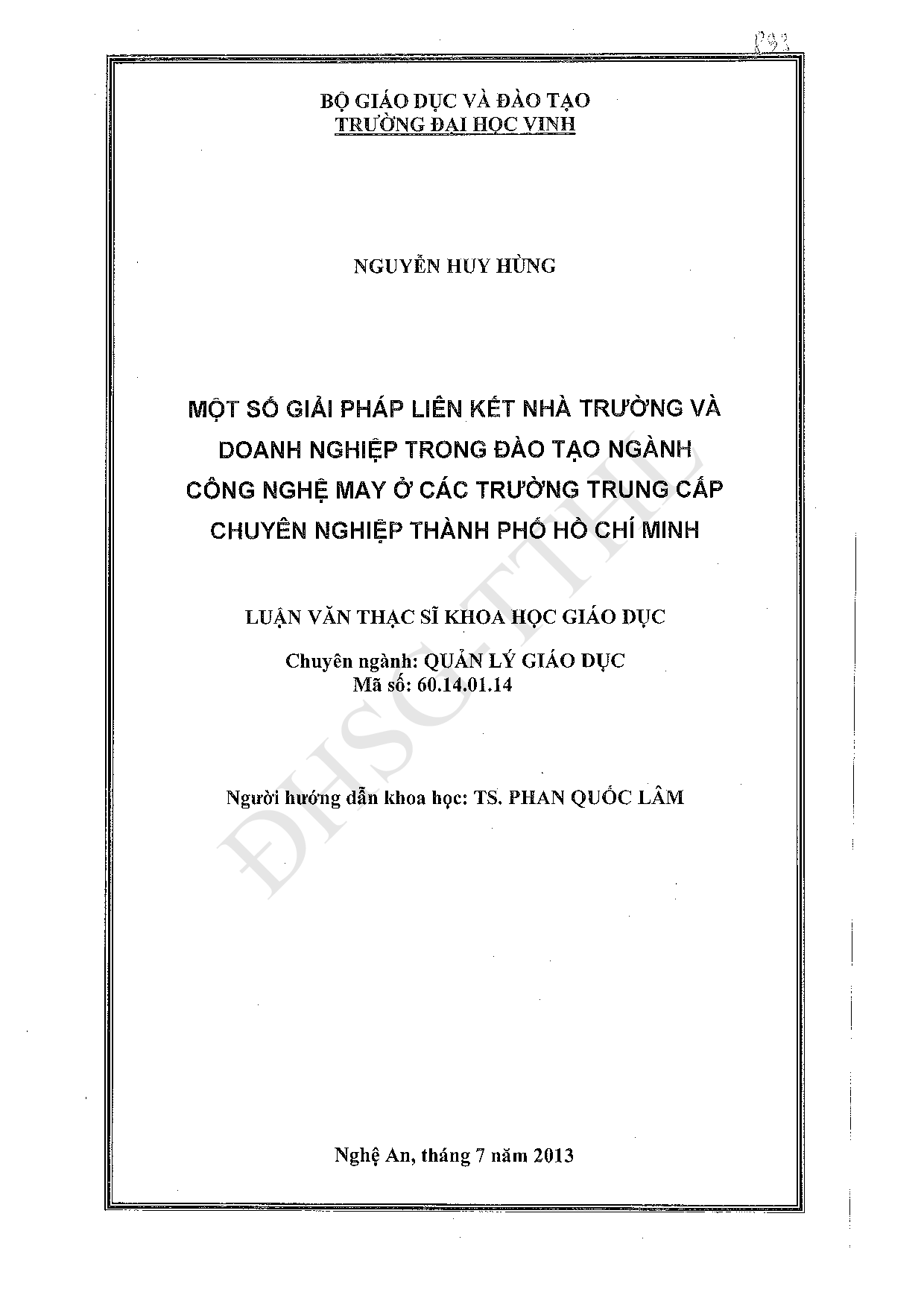 Một số giải pháp liên kết nhà trường và doanh nghiệp trong đào tạo ngành công nghệ may ở các trường trung cấp chuyên nghiệp thành phố Hồ Chí Minh