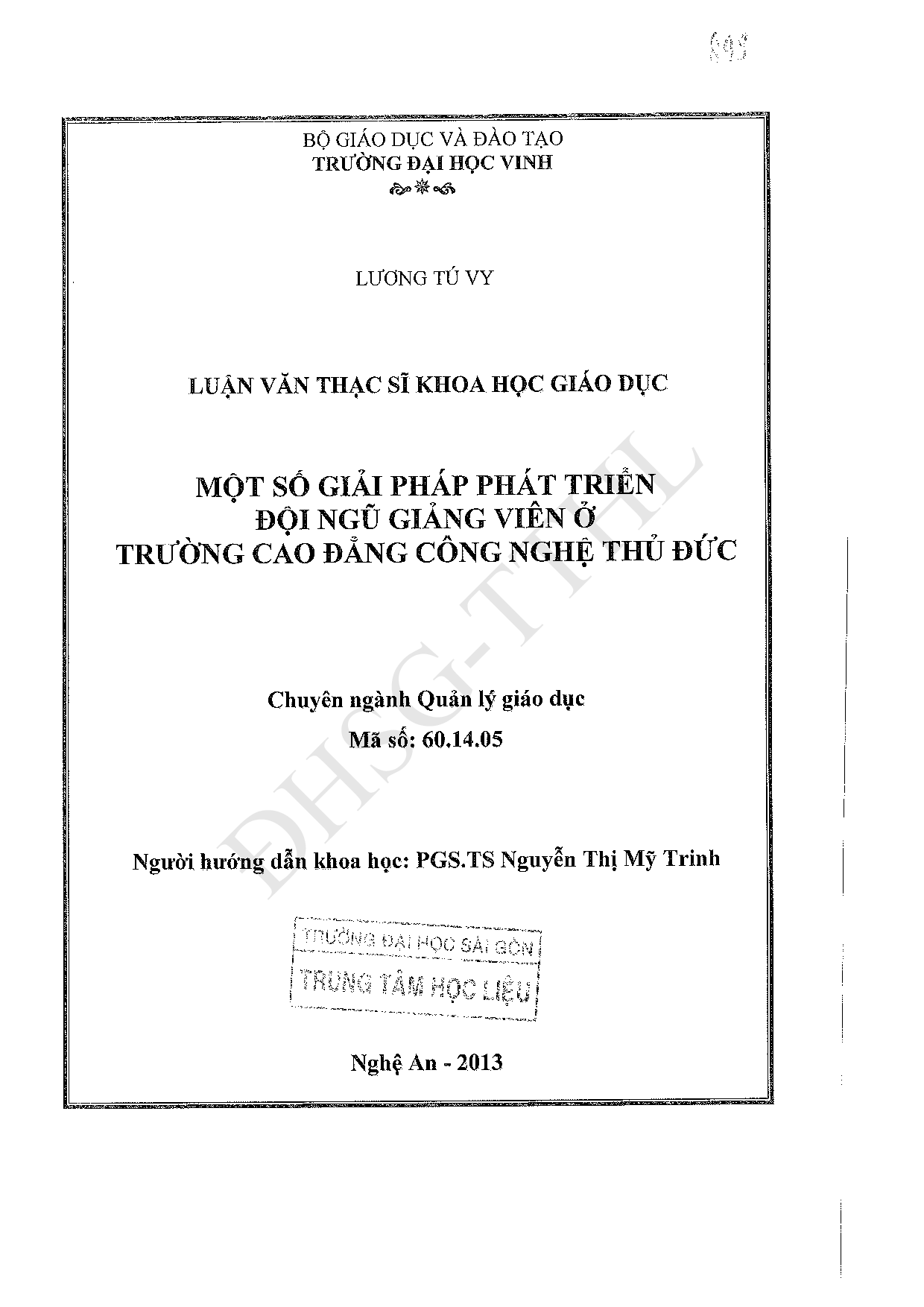 Một số giải pháp phát triển đội ngũ giảng viên ở trường cao đẳng Công nghệ Thủ Đức