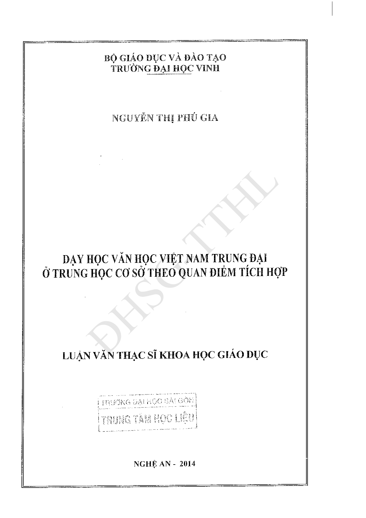 Dạy học văn học Việt Nam trung đại ở trung học cơ sở theo quan điểm tích hợp