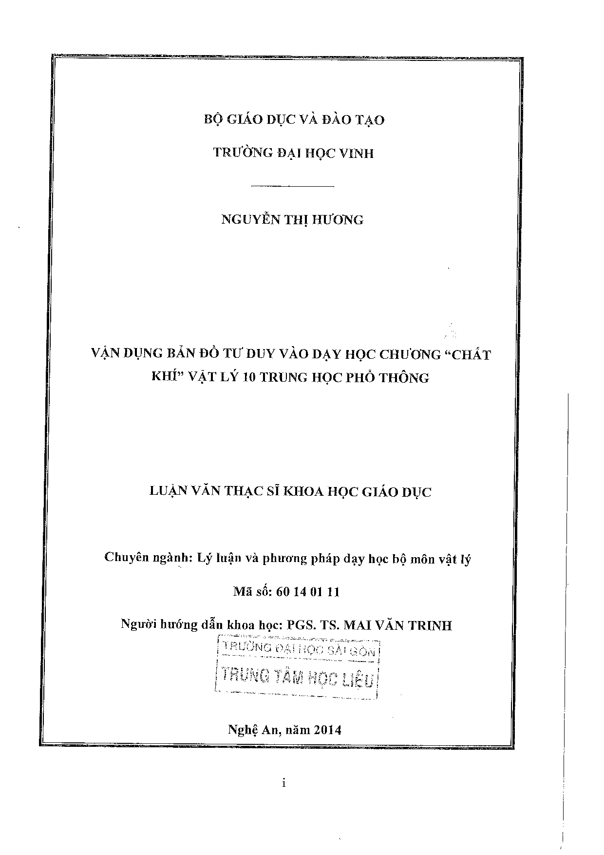 Vận dụng bản đồ tư duy vào dạy học chương "chất khí" vật lý 10 trung học phổ thông