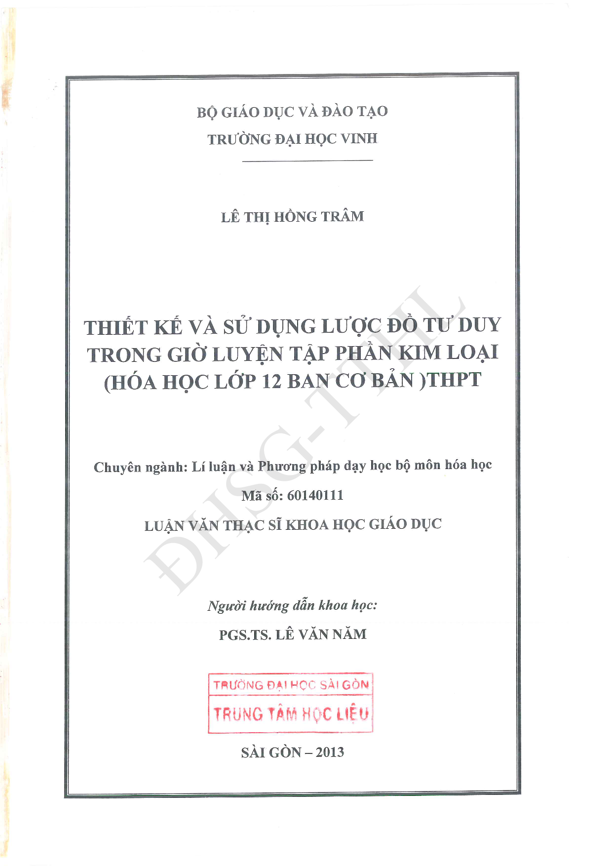 Thiết kế và sử dụng lược đồ tư duy trong giờ luyện tập phần kim loại (Hóa học lớp 12 ban cơ bản) THPT