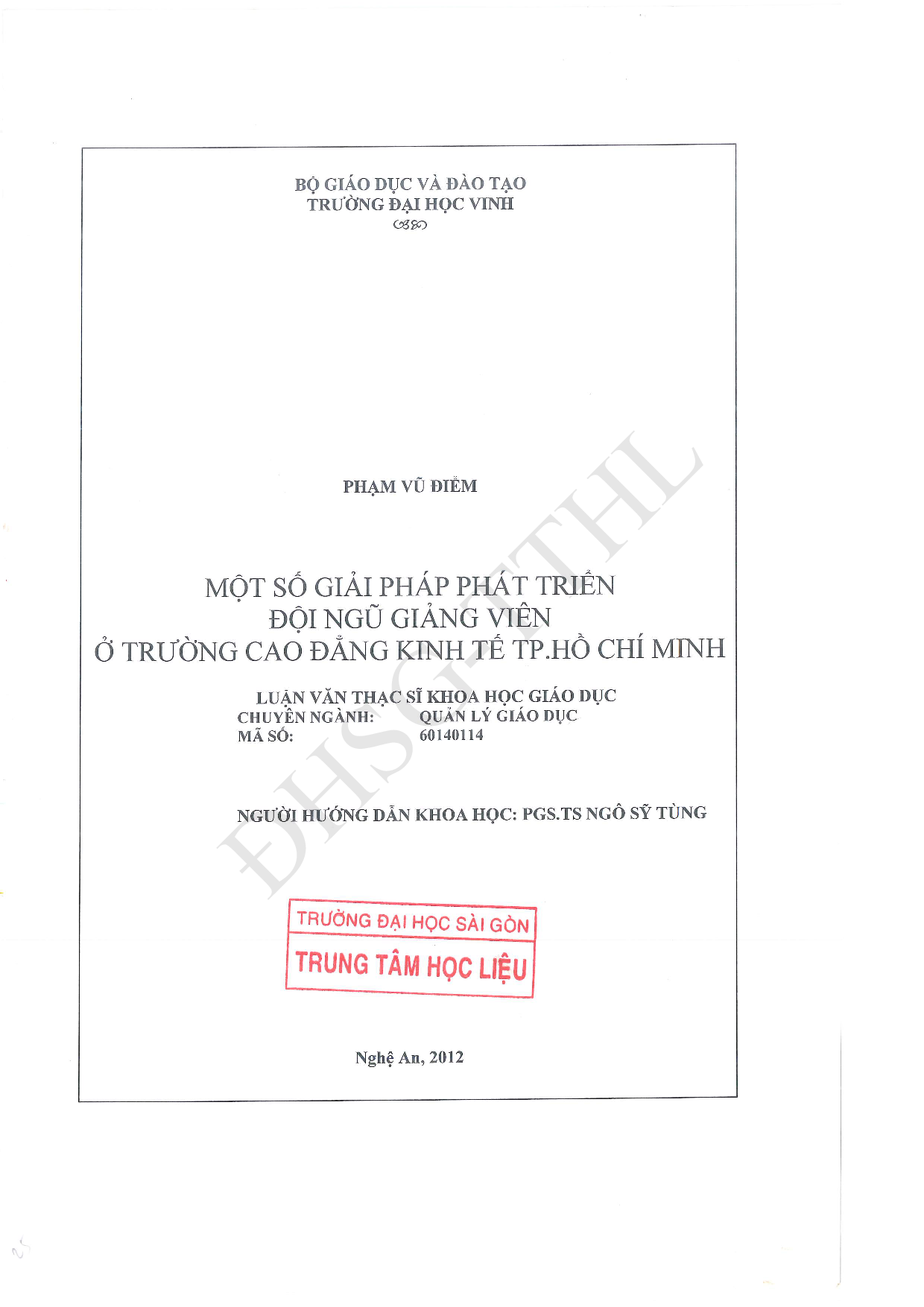 Một số giải pháp phát triển đội ngũ giảng viên ở trường Cao đẳng kinh tế TP. Hồ Chí Minh