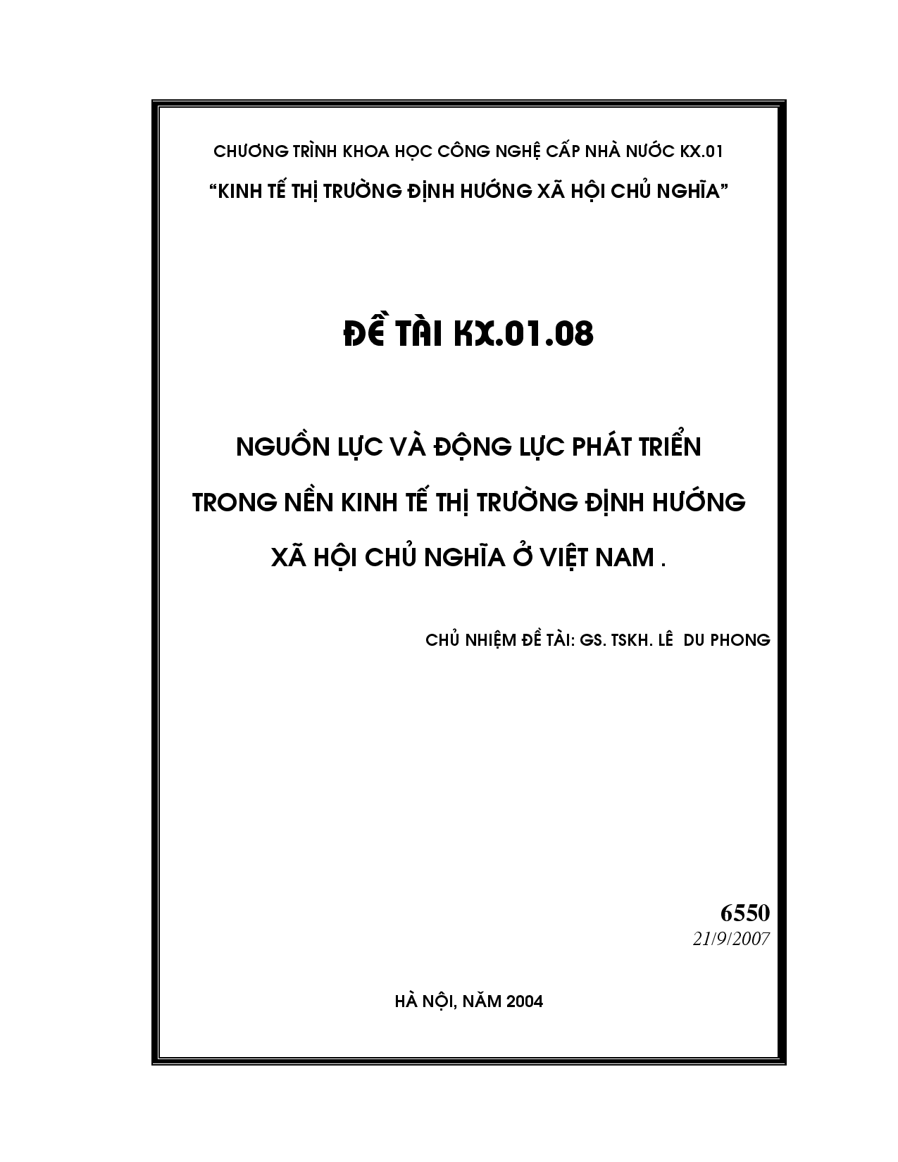 Nguồn lực và động lực phát triển trong nền kinh tế thị trường định hướng xã hội chủ nghĩa ở Việt Nam  