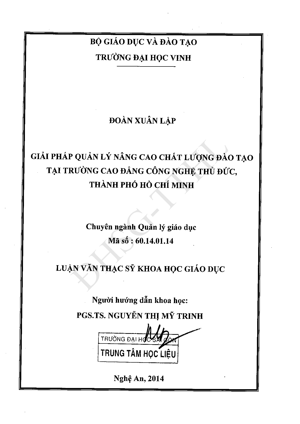 Giải pháp nâng cao chất lượng đào tạo tại trường cao đẳng công nghệ Thủ Đức