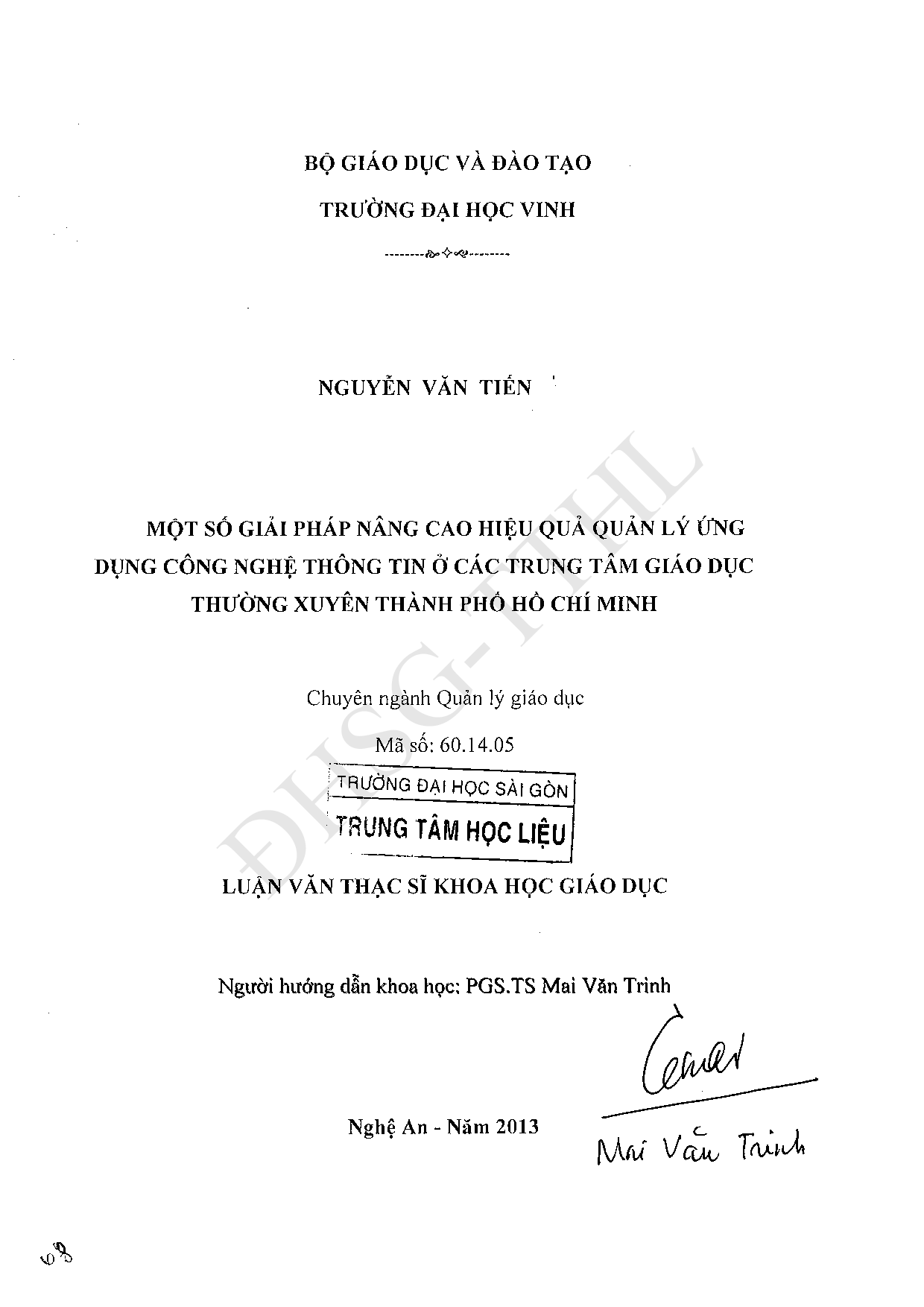 Một số giải pháp nâng cao hiệu quả quản lý ứng dụng công nghệ thông tin ở các trung tâm giáo dục thường xuyên Thành phố Hồ Chí Minh