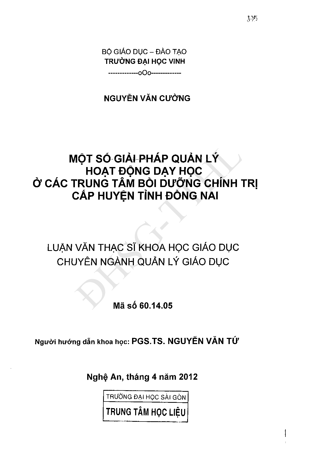 Một số giải pháp quản lý hoạt động dạy học ở các trung tâm bồi dưỡng chính trị cấp huyện tỉnh Đồng Nai