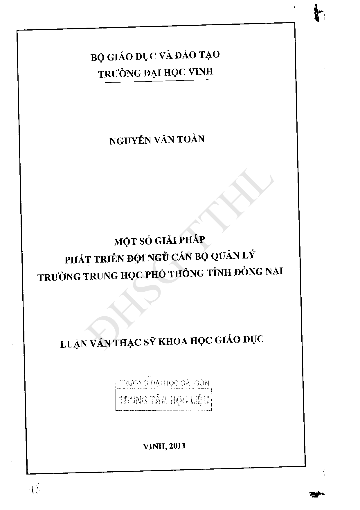 Một số giải pháp phát triển đội ngũ cán bộ quản lý trường Trung học phổ thông tỉnh Đồng Nai