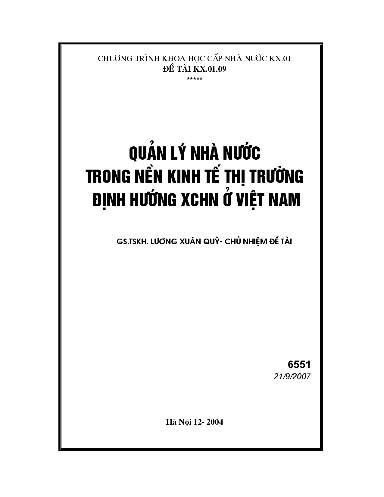 Quản lý nhà nước trong nền kinh tế thị trường định hướng XHCN ở Việt Nam  