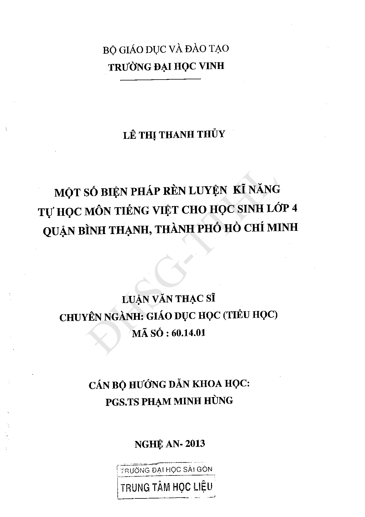 Một số biện pháp rèn luyện kĩ năng tự học môn tiếng Việt cho học sinh lớp 4 quận Bình Thạnh, Thành phố Hồ Chí Minh