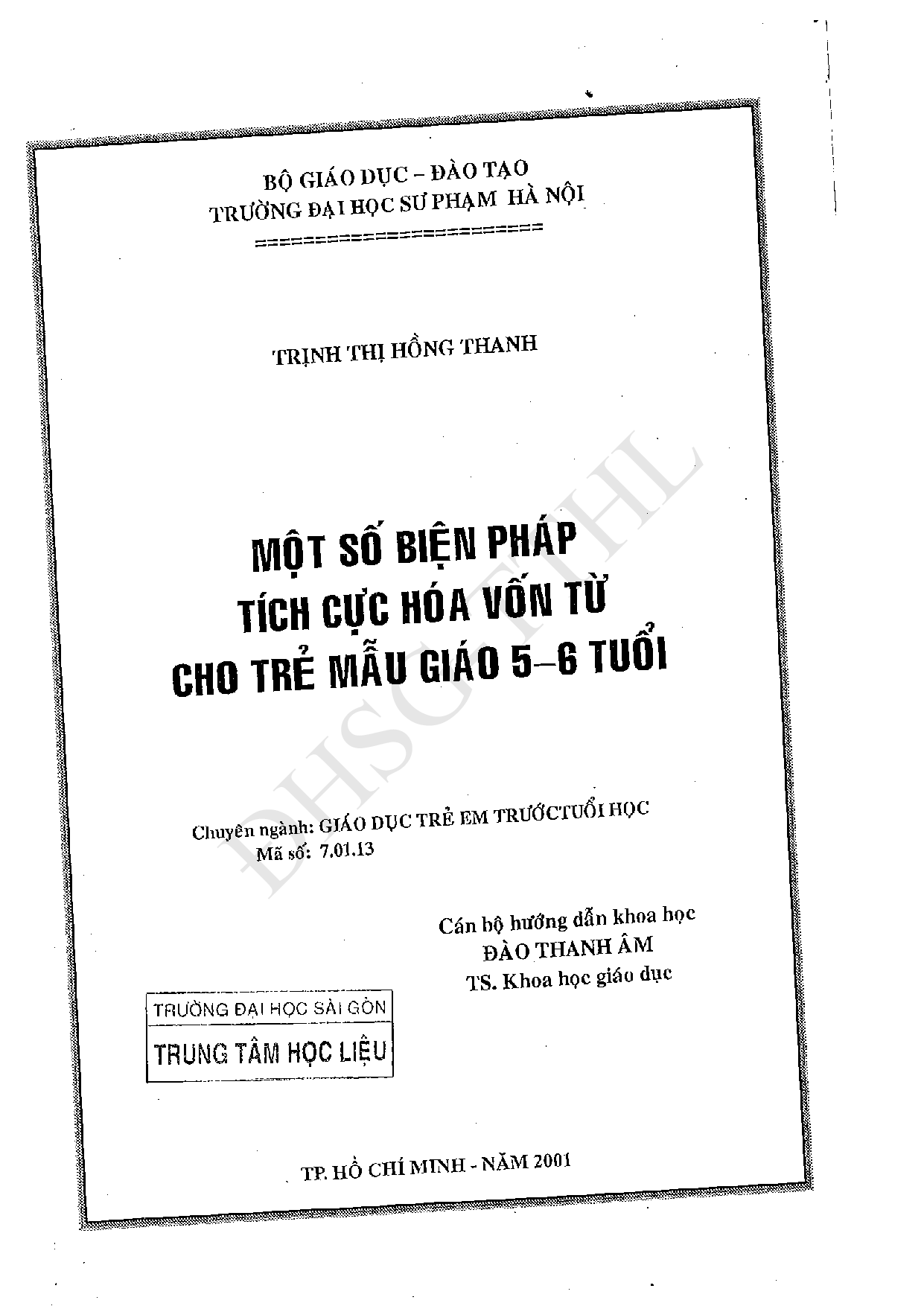 Một số biện pháp tích cực hóa vốn từ cho trẻ mẫu giáo 5 - 6 tuổi