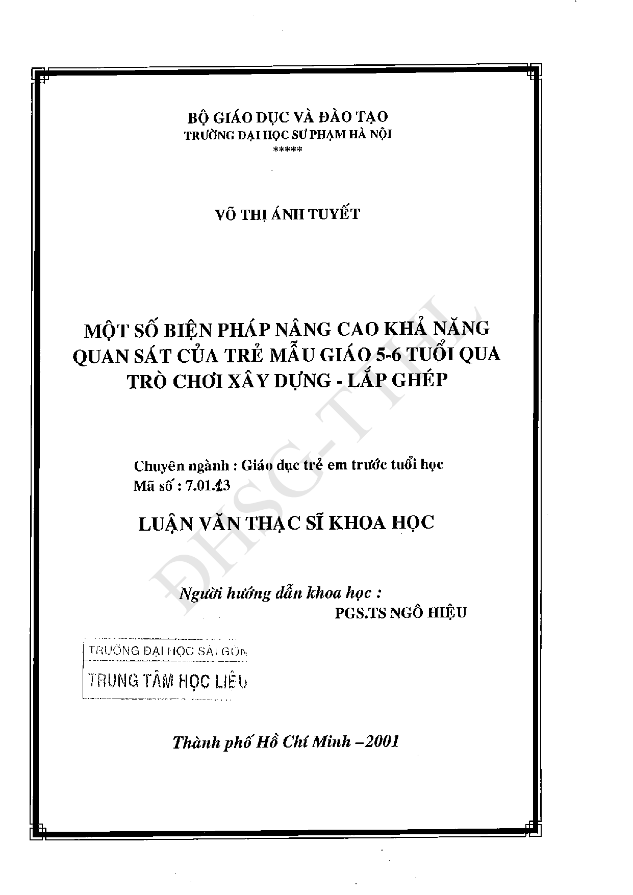 Một số biện pháp nâng cao khả năng quan sát của trẻ mẫu giáo 5-6 tuổi qua trò chơi xây dựng - lắp ghép