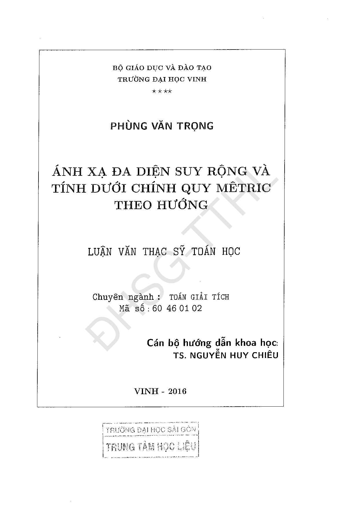 Ánh xạ đa diện suy rộng và tính dưới chính quy mêtric theo hướng