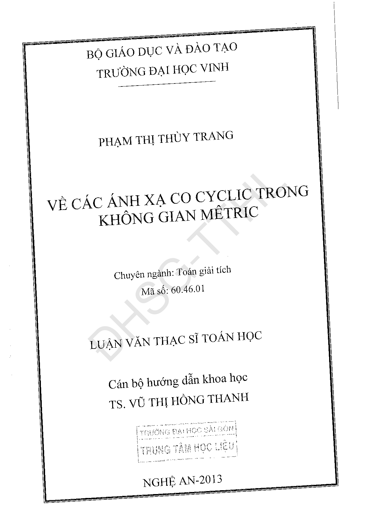 Về các ánh xạ Co Cyclic trong không gian Mêtric