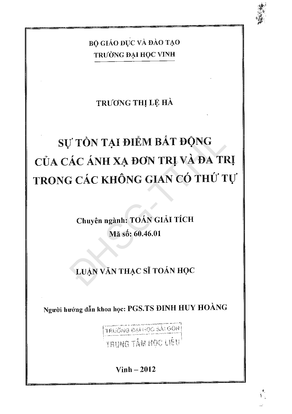 Sự tồn tại điểm bất động của các ánh xạ đơn trị và đa trị trong các không gian có thứ tự