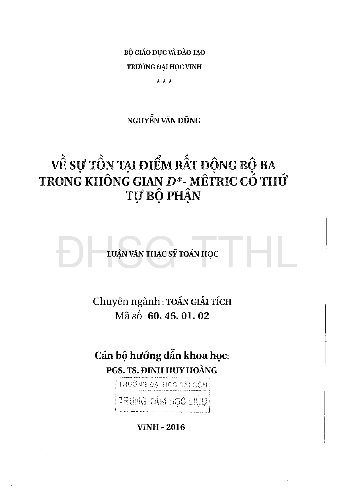 Về sự tồn tại các điểm bất động bộ ba trong không gian D*- Mêtric có thứ tự bộ phận