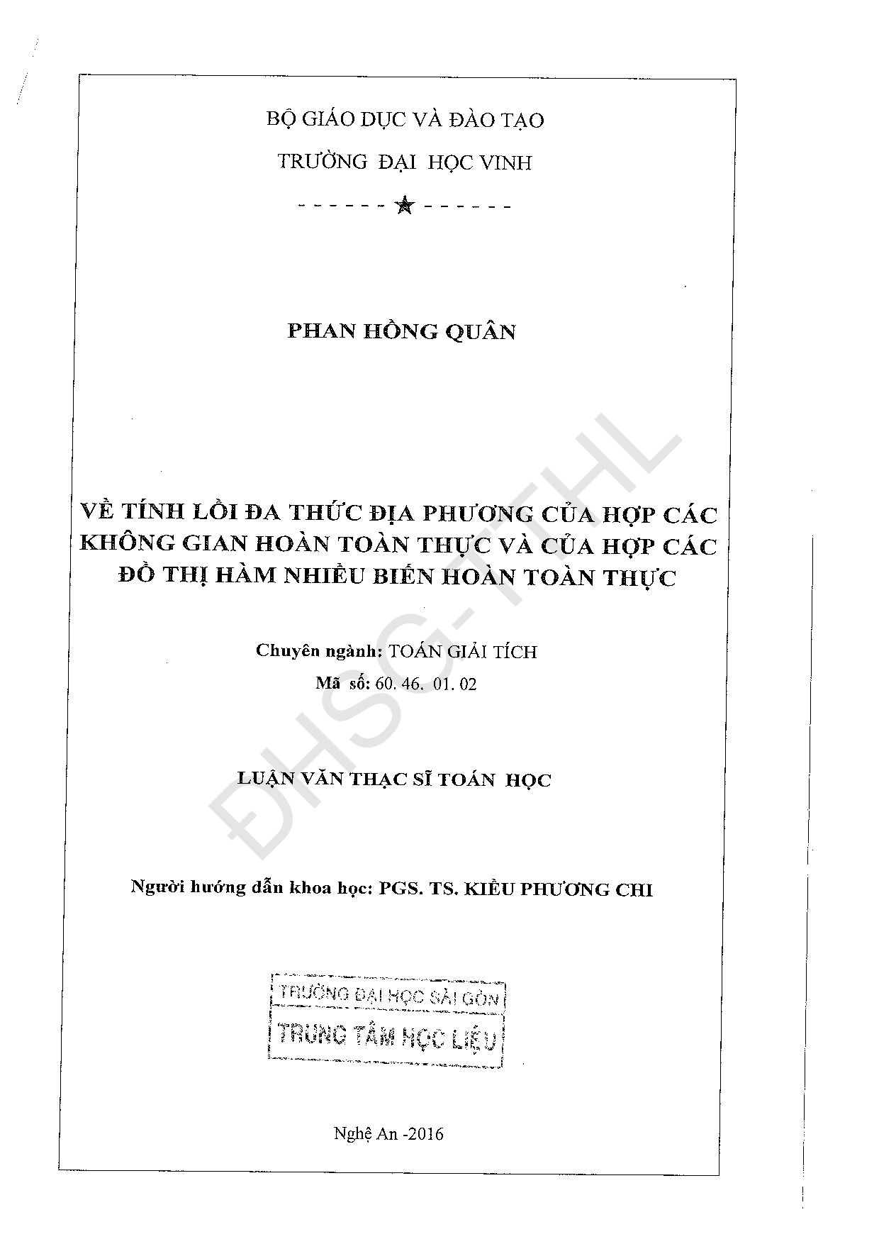 Về tính lồi đa thức địa phương của hợp các không gian hoàn toàn thực và của hợp các đồ thị hàm nhiều biến hoàn toàn thực