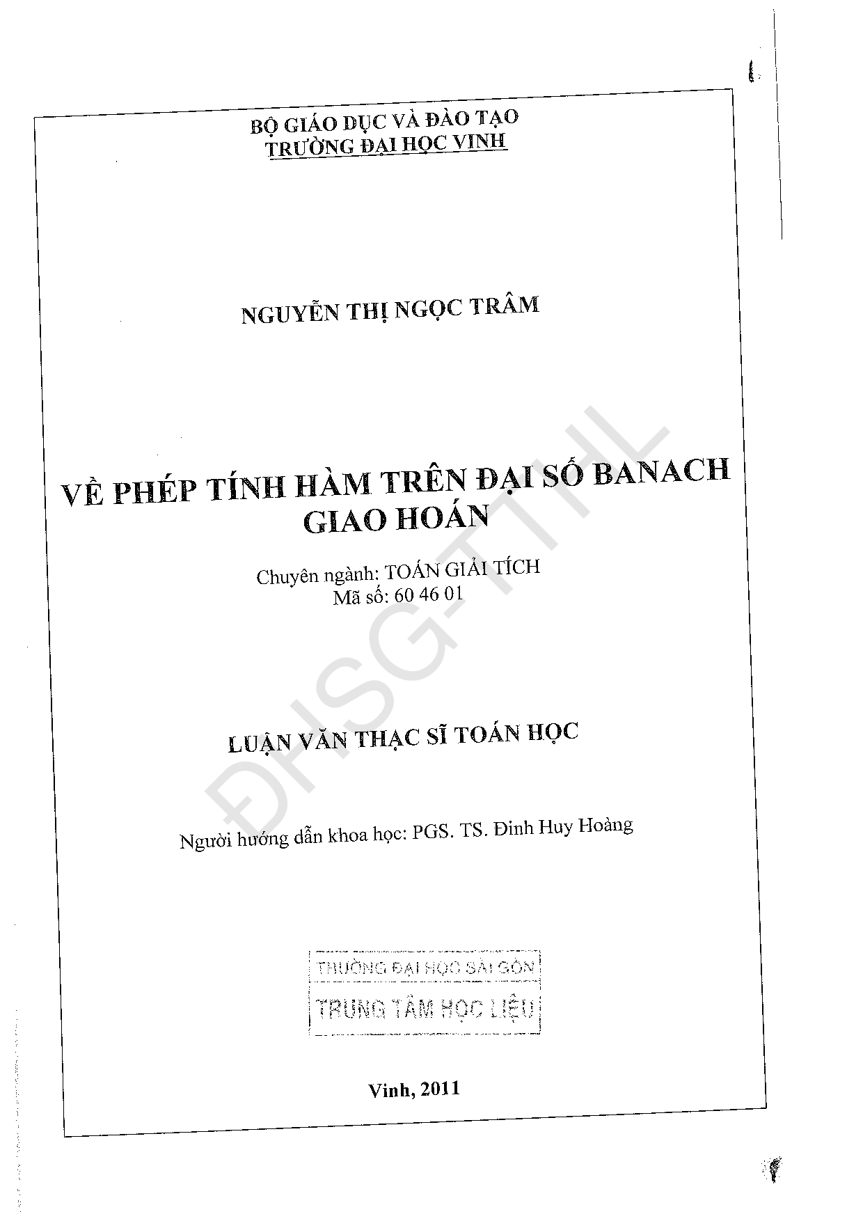 Về phép tính hàm trên đại số Banach giao hoán