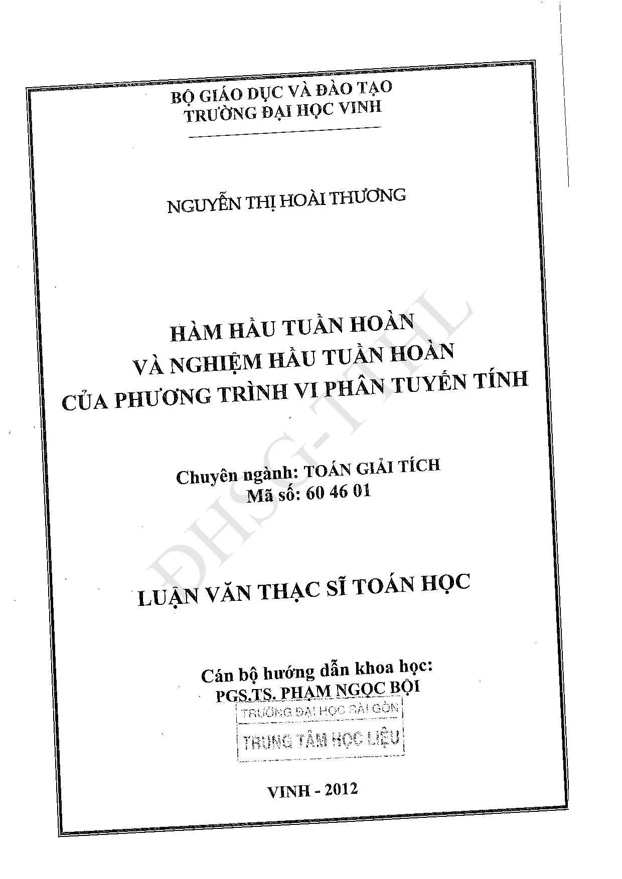 Hàm hầu tuần hoàn và nghiệm hầu tuần hoàn của phương trình vi phân tuyến tính