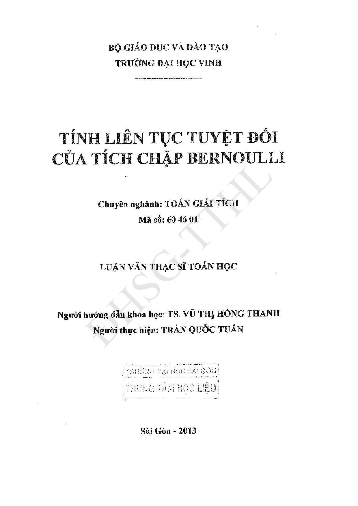 Tính liên tục tuyệt đối của tích chập Bernoulli