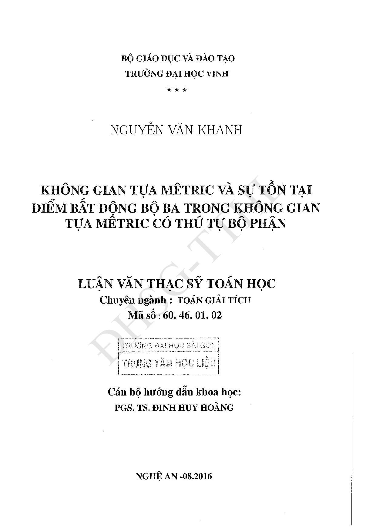 Không gian tựa mêtric và sự tồn tại điểm bất động bộ ba trong không gian tựa mêtric có thứ tự bộ phận