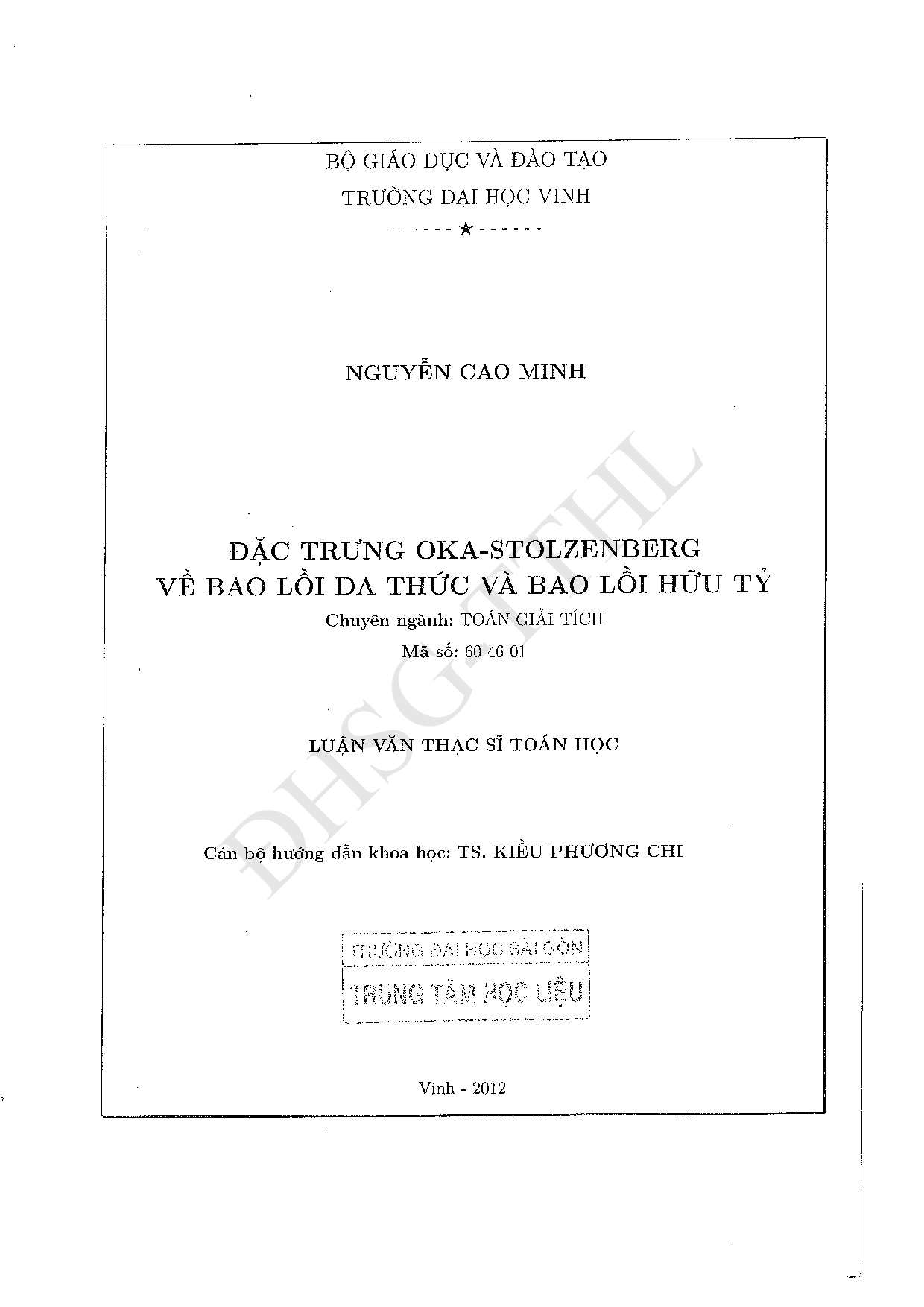 Đặc trưng Oka - Stolzenberg về bao lồi đa thức và bao lồi hữu tỷ