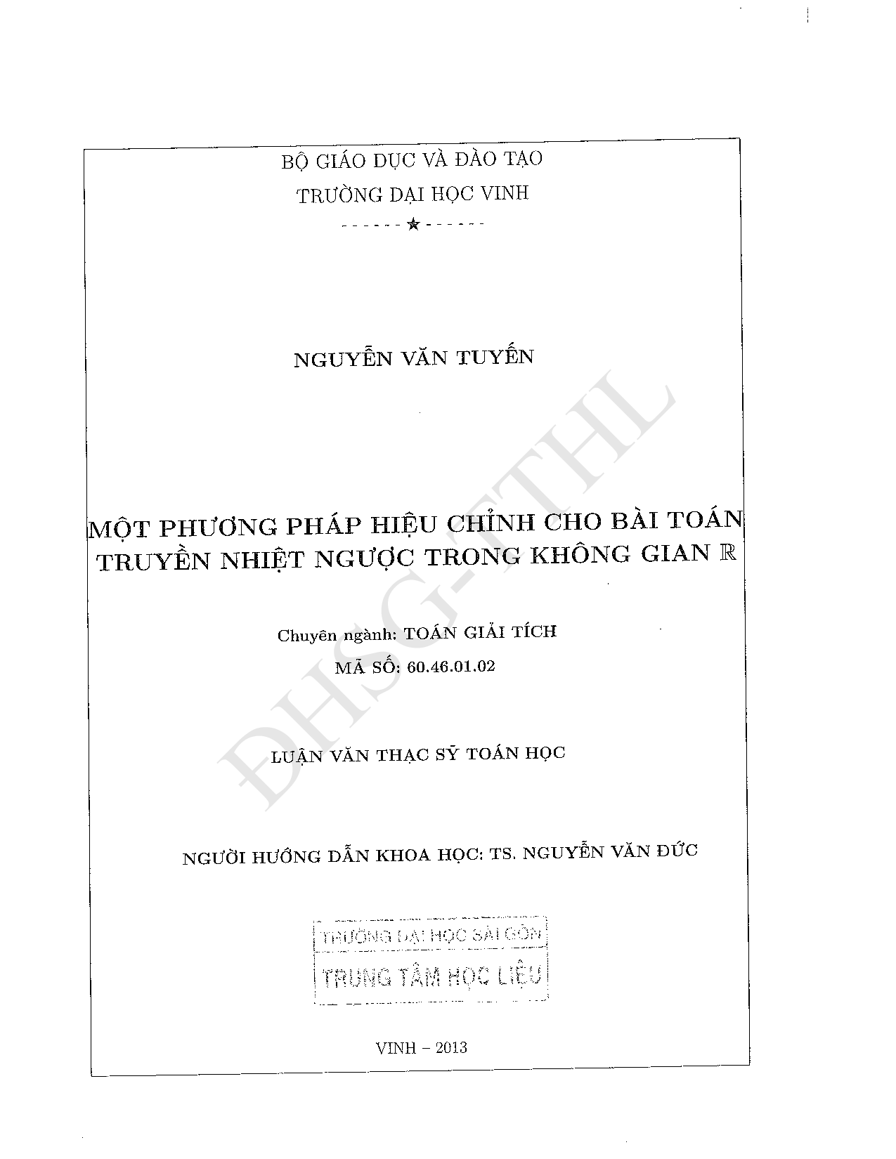 Một phương pháp hiệu chỉnh cho bài toán truyền nhiệt ngược trong không gian R