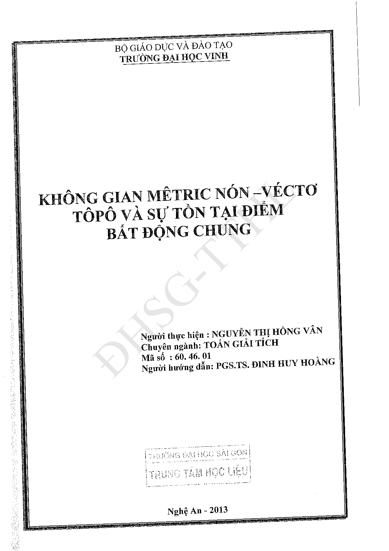 Không gian Mêtric nón - Véctơ Tôpô và sự tồn tại điểm bất động chung