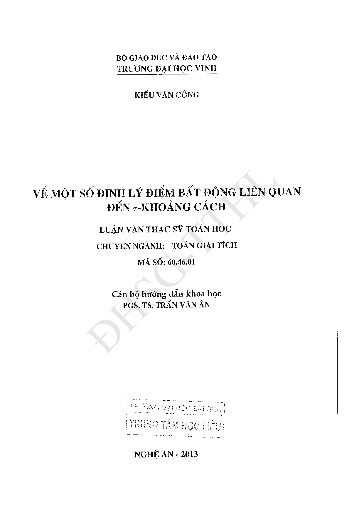 Về một số định lý điểm bất động liên quan đến t-Khoảng cách