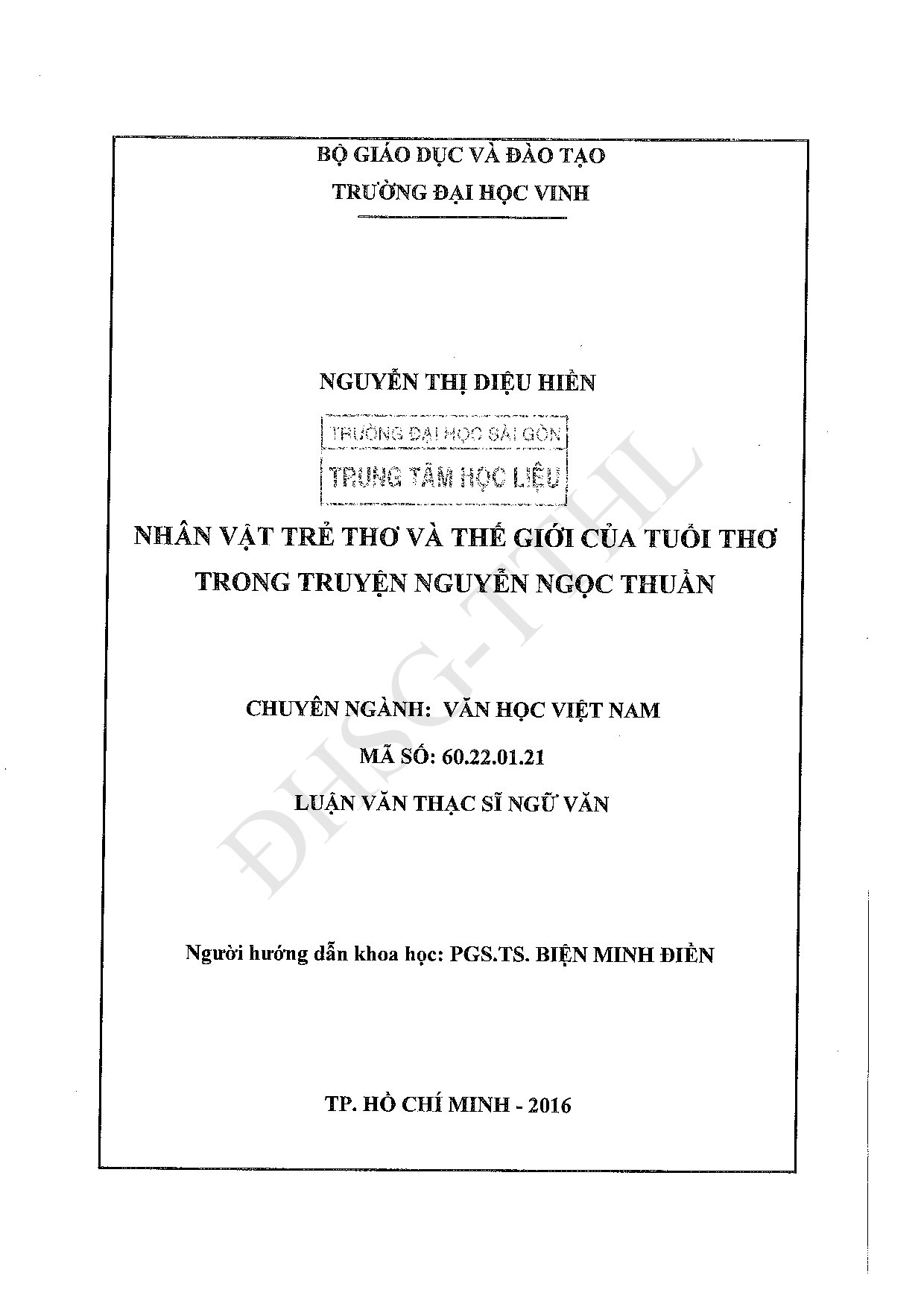 Nhân vật trẻ thơ và thế giới của tuổi thơ trong truyện Nguyễn Ngọc Thuần