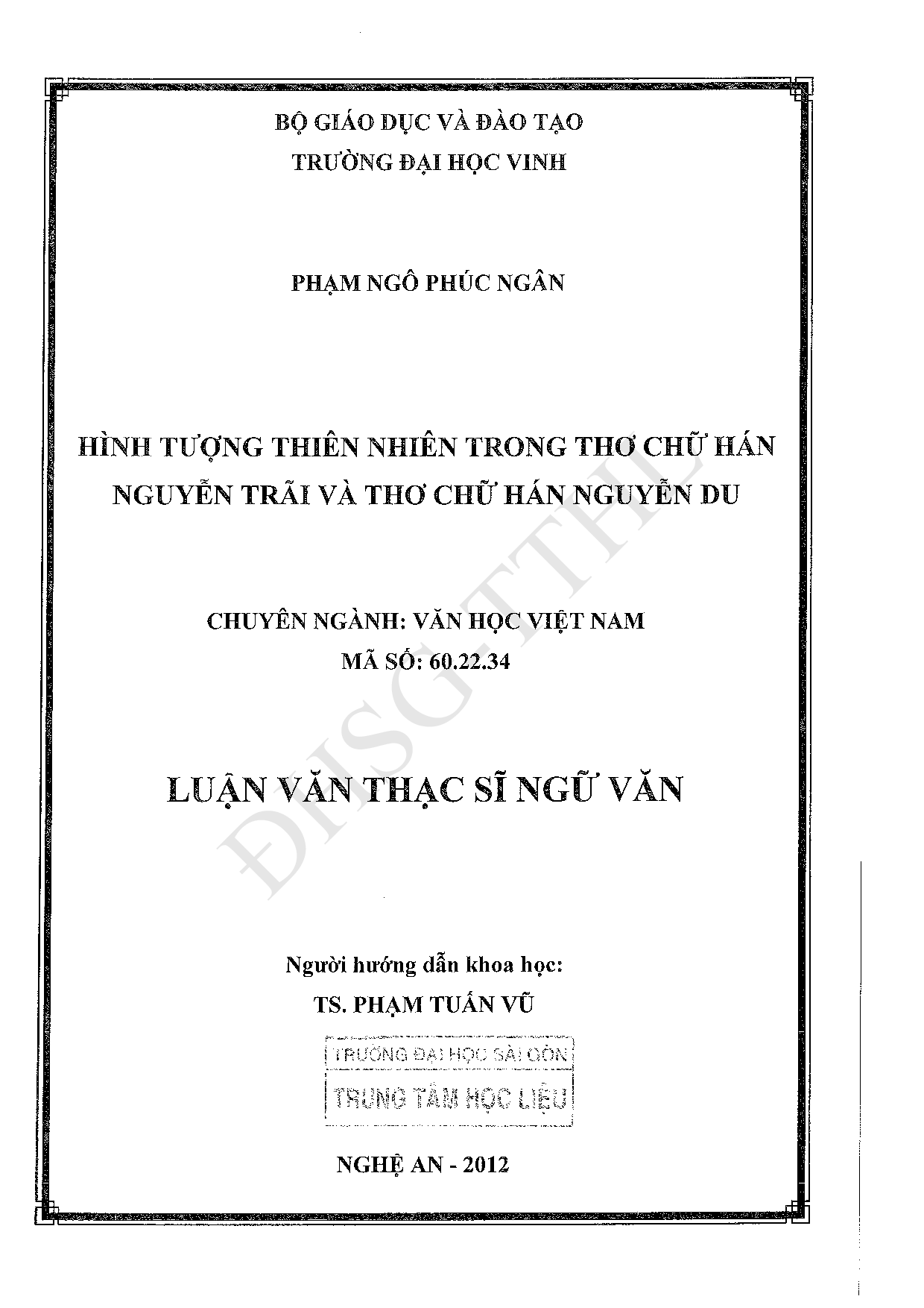 Hình tượng thiên nhiên trong thơ chữ Hán Nguyễn Trãi và thơ chữ Hán Nguyễn Du