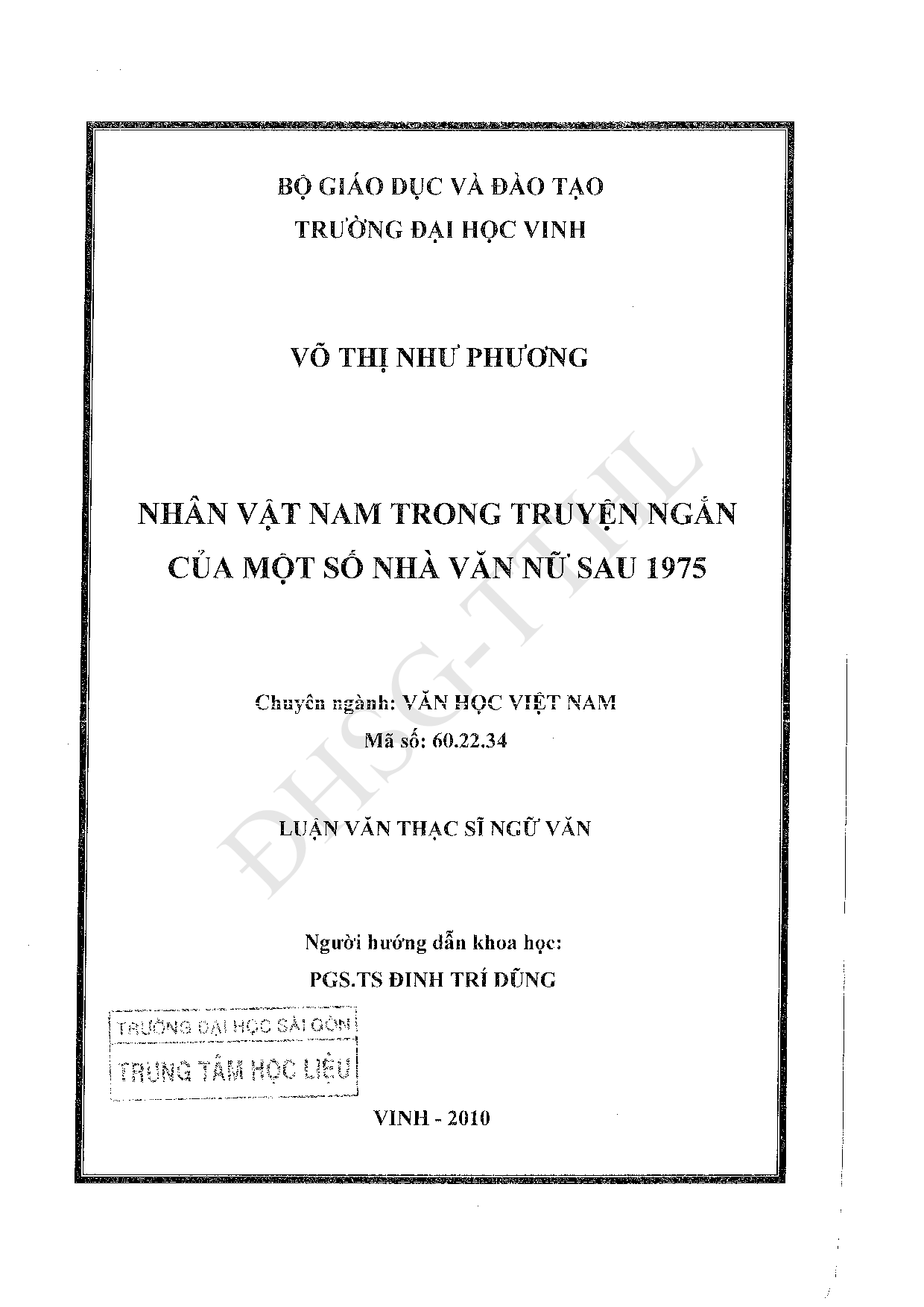 Nhân vật nam trong truyện ngắn của một số nhà văn nữ sau 1975